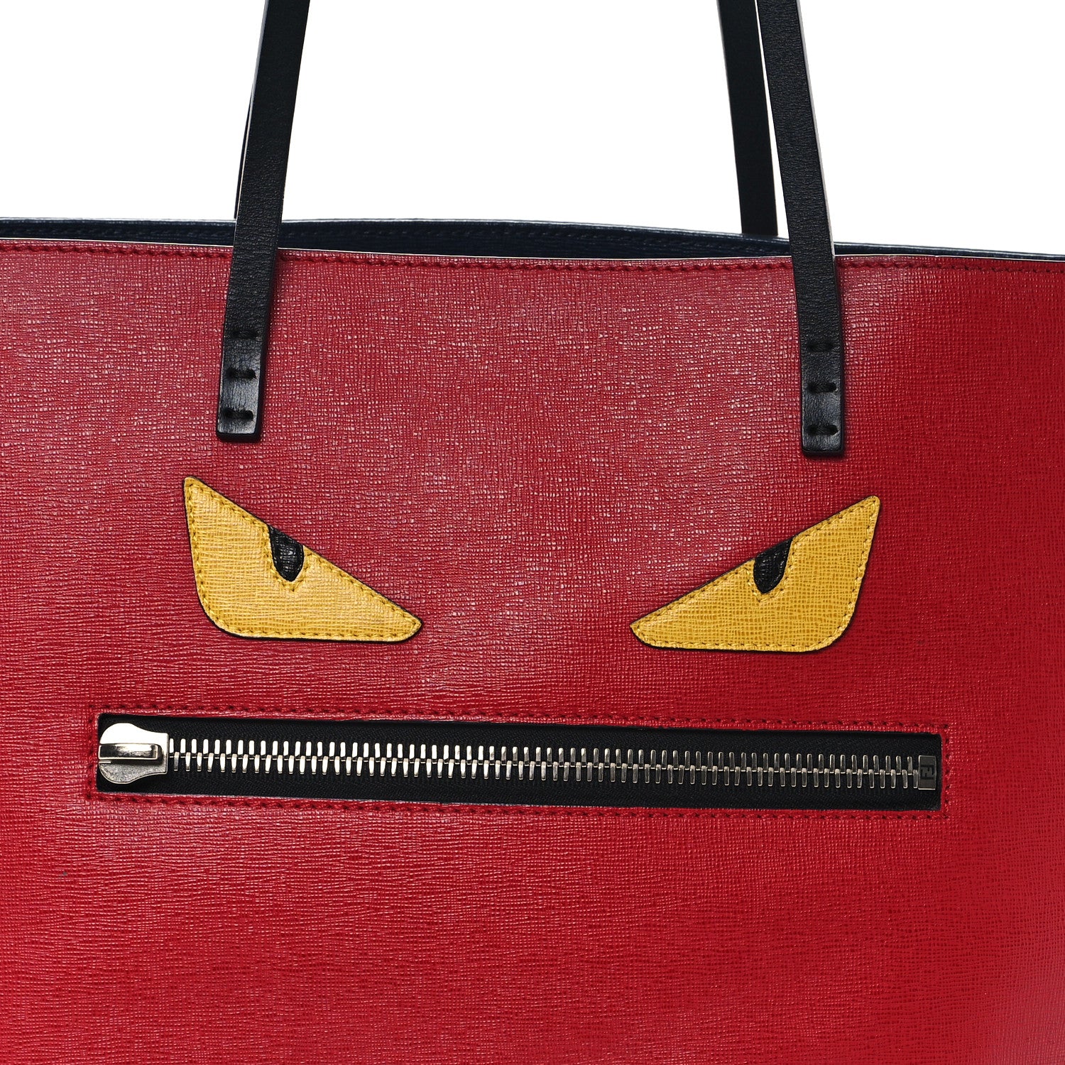 Fendi Vitello Elite Cuoio Monster Buggies Medium Roll Tote Mattone Black Multicolor Lavagna 8 of 12