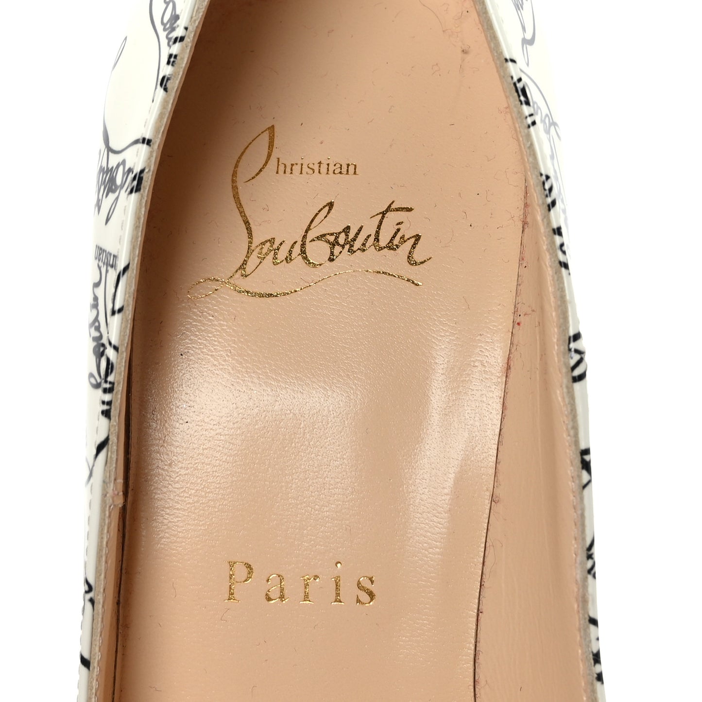 Patent Degraloubi Printed Pigalle Follies 100 Pumps 36.5 Black