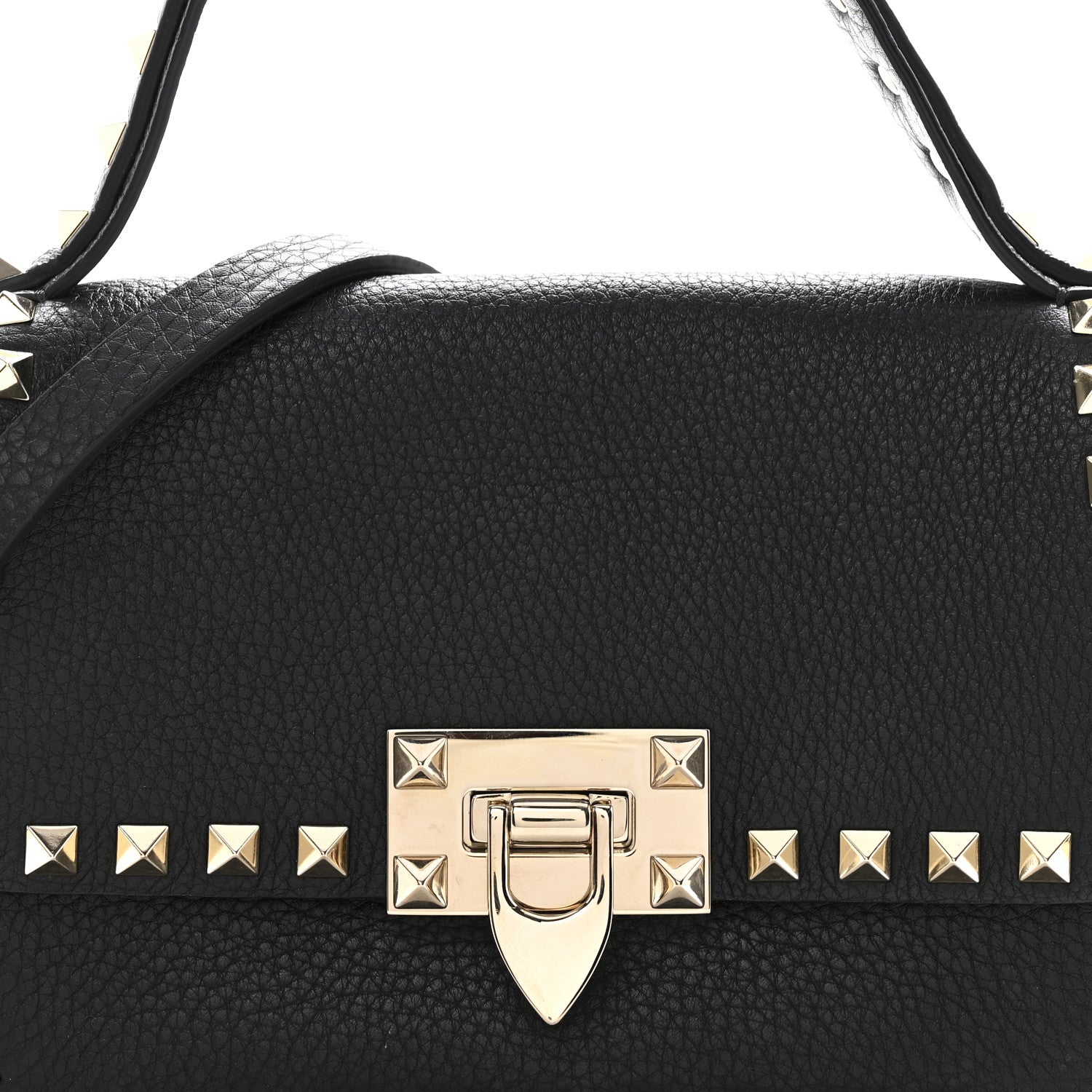 Valentino Garavani Grainy Calfskin Small Rockstud Top Handle Bag Black 7 of 11