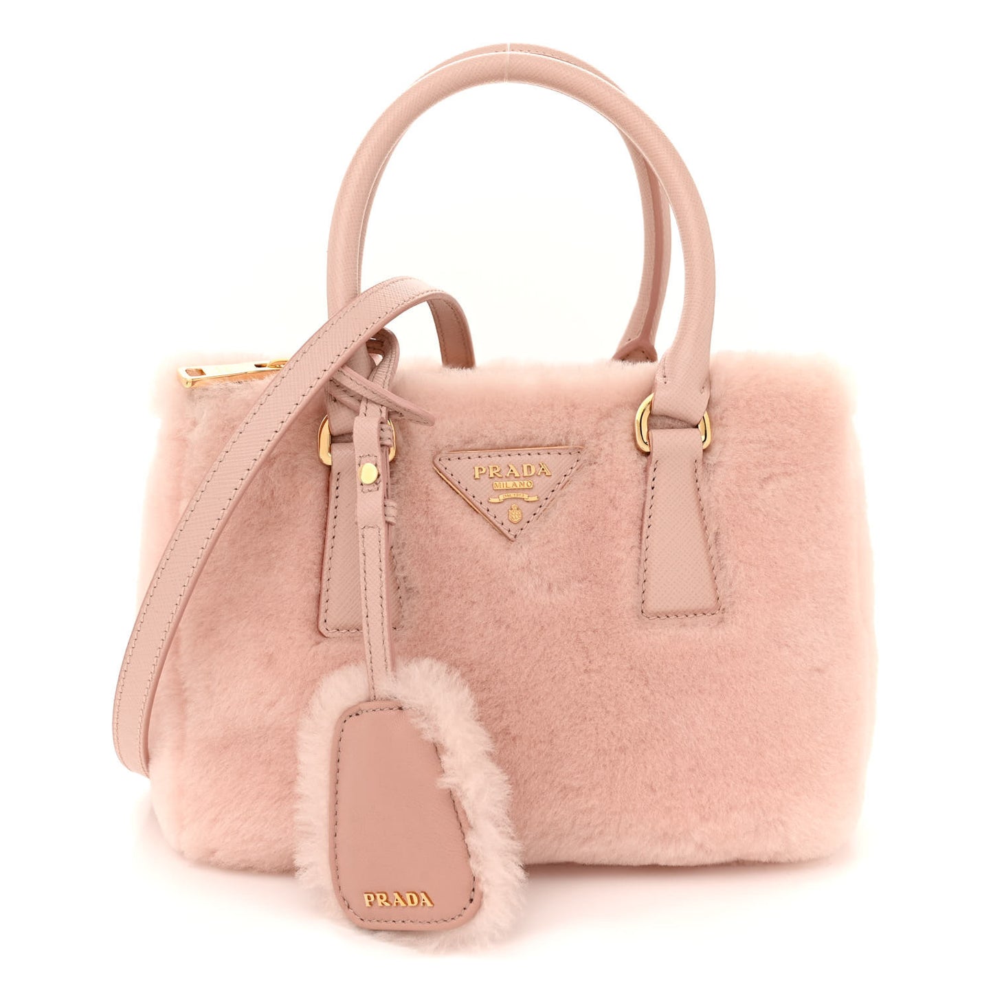 Shearling Mini Galleria Double Zip Tote Orchidea