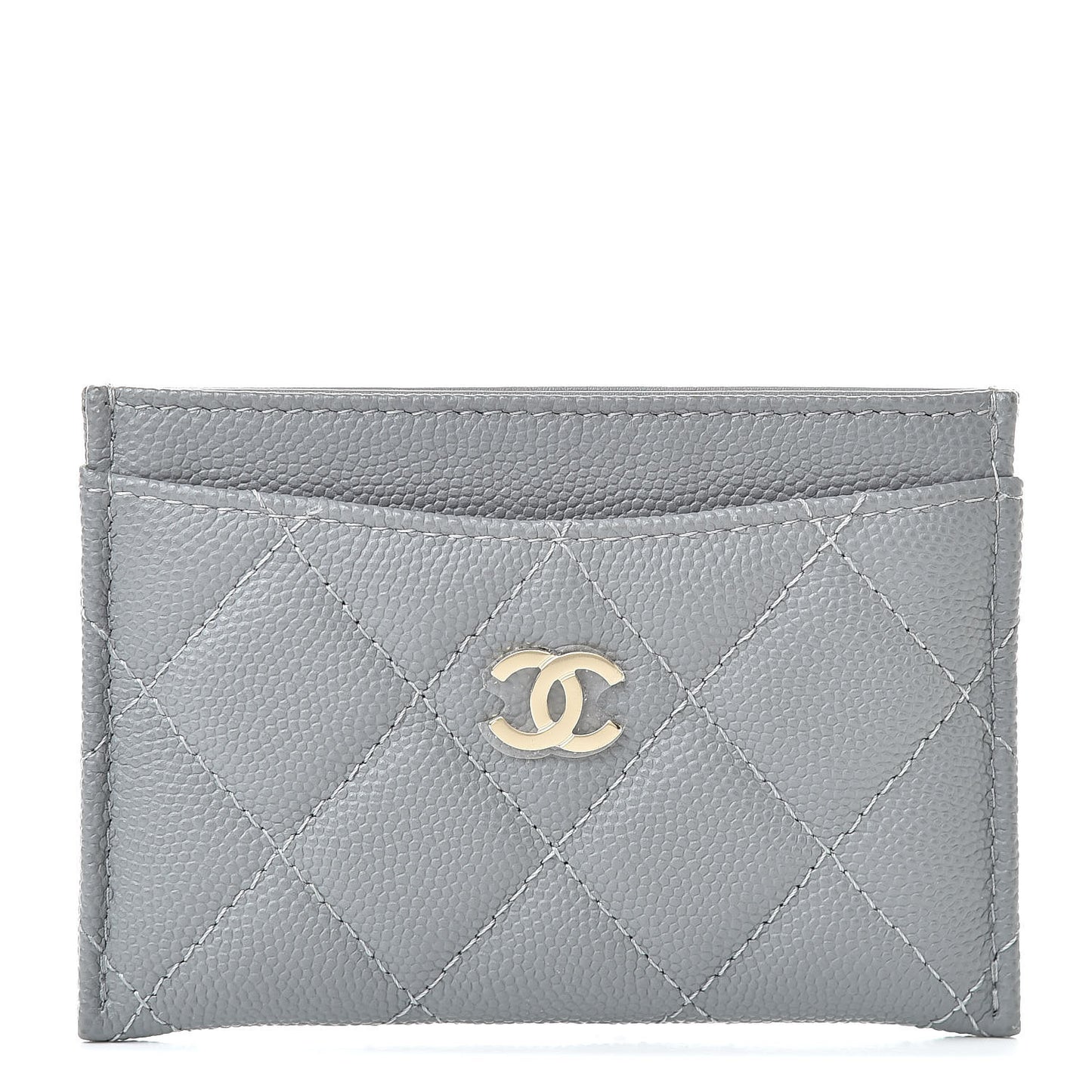 Caviar Quilted Card Holder Grey