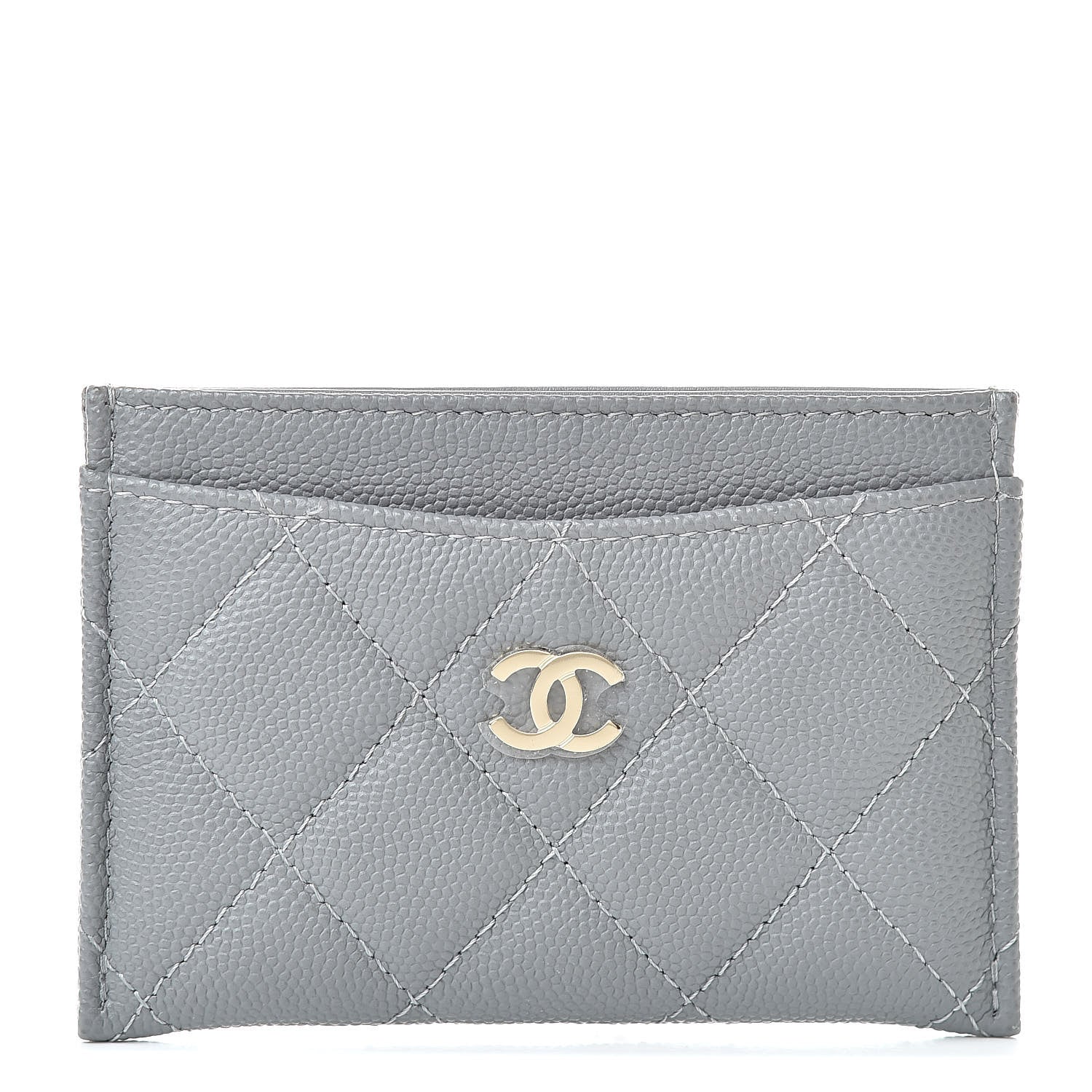 Chanel Caviar Quilted Card Holder Grey 1 of 9