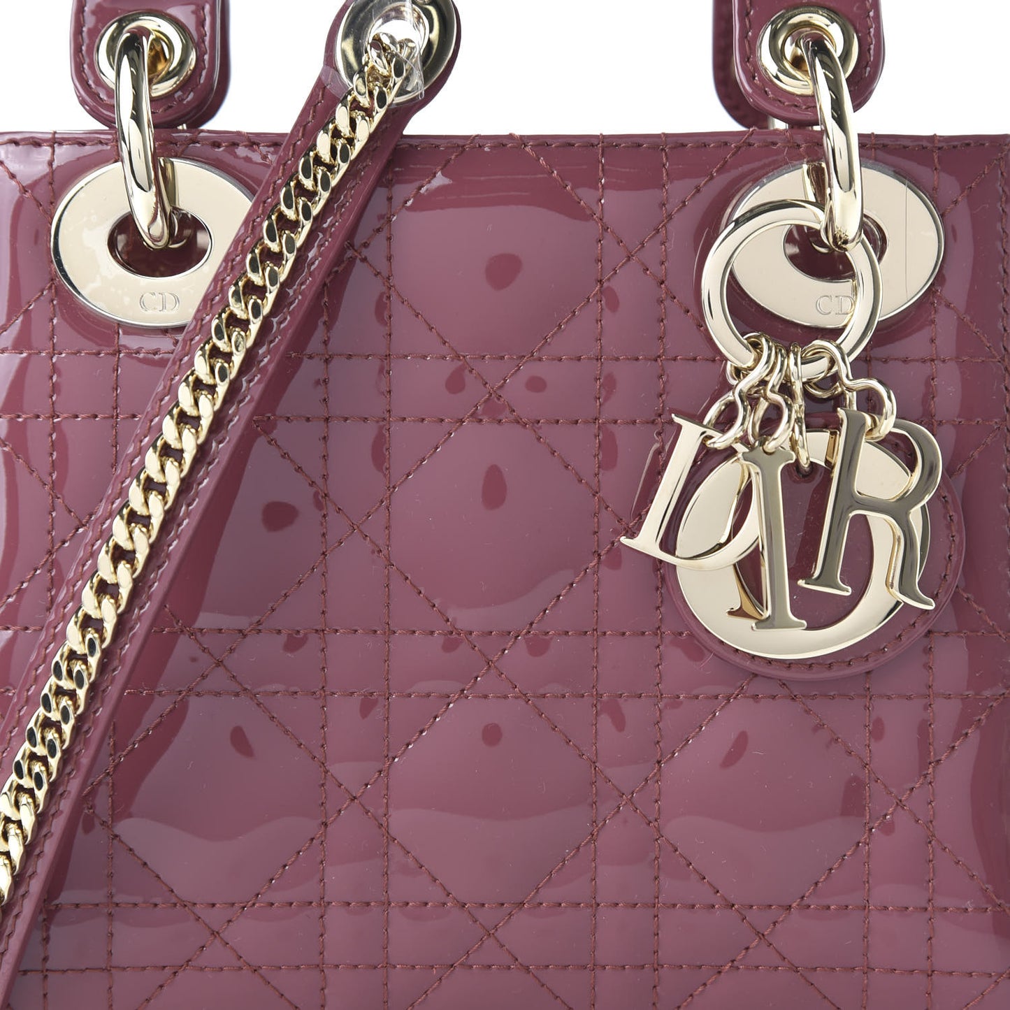 Patent Cannage Mini Lady Dior Dark Pink