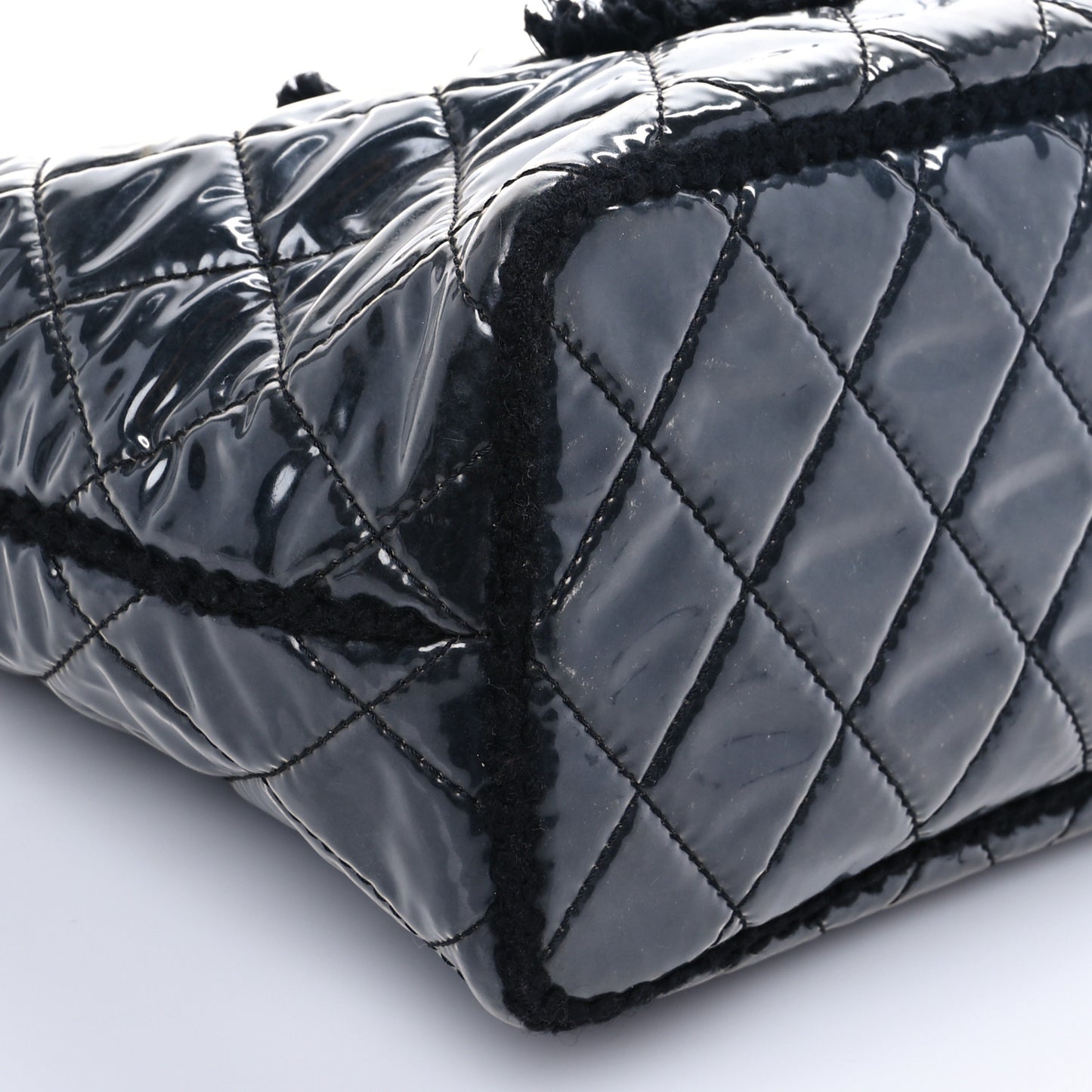 Vinyl Quilted Funny Tweed Tote Black