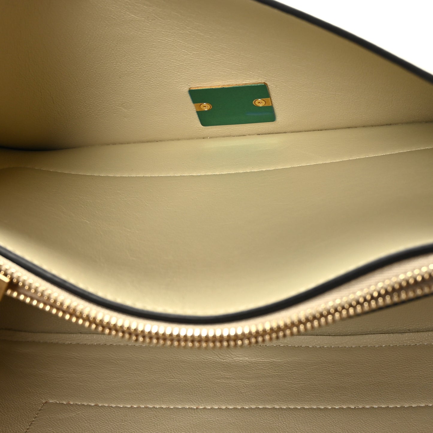 Shiny Smooth Calfskin Medium Frame Shoulder Bag Chalk Mastic