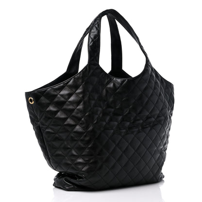 Saint Laurent Lambskin Quilted Maxi Icare Shopping Tote Black 4 of 10