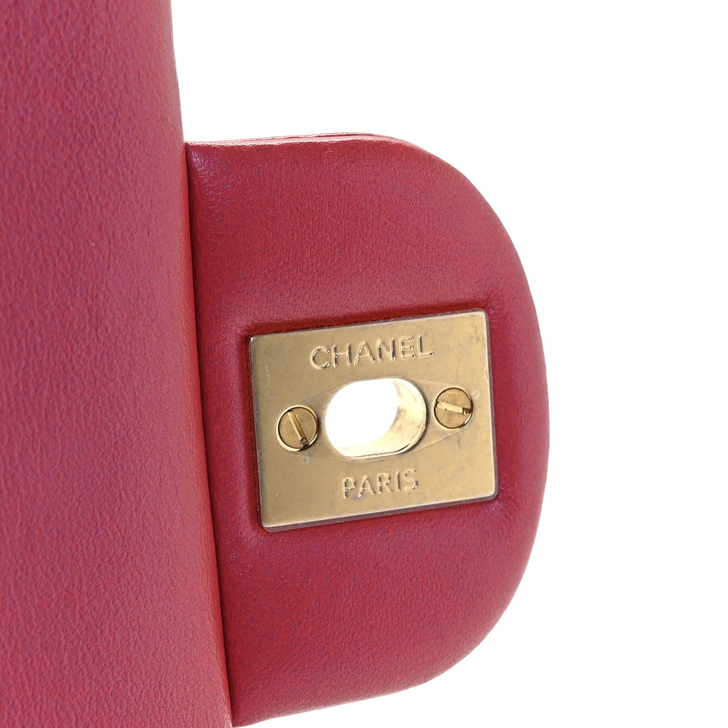 Iridescent Lambskin Quilted Mini Top Handle Rectangular Flap Red