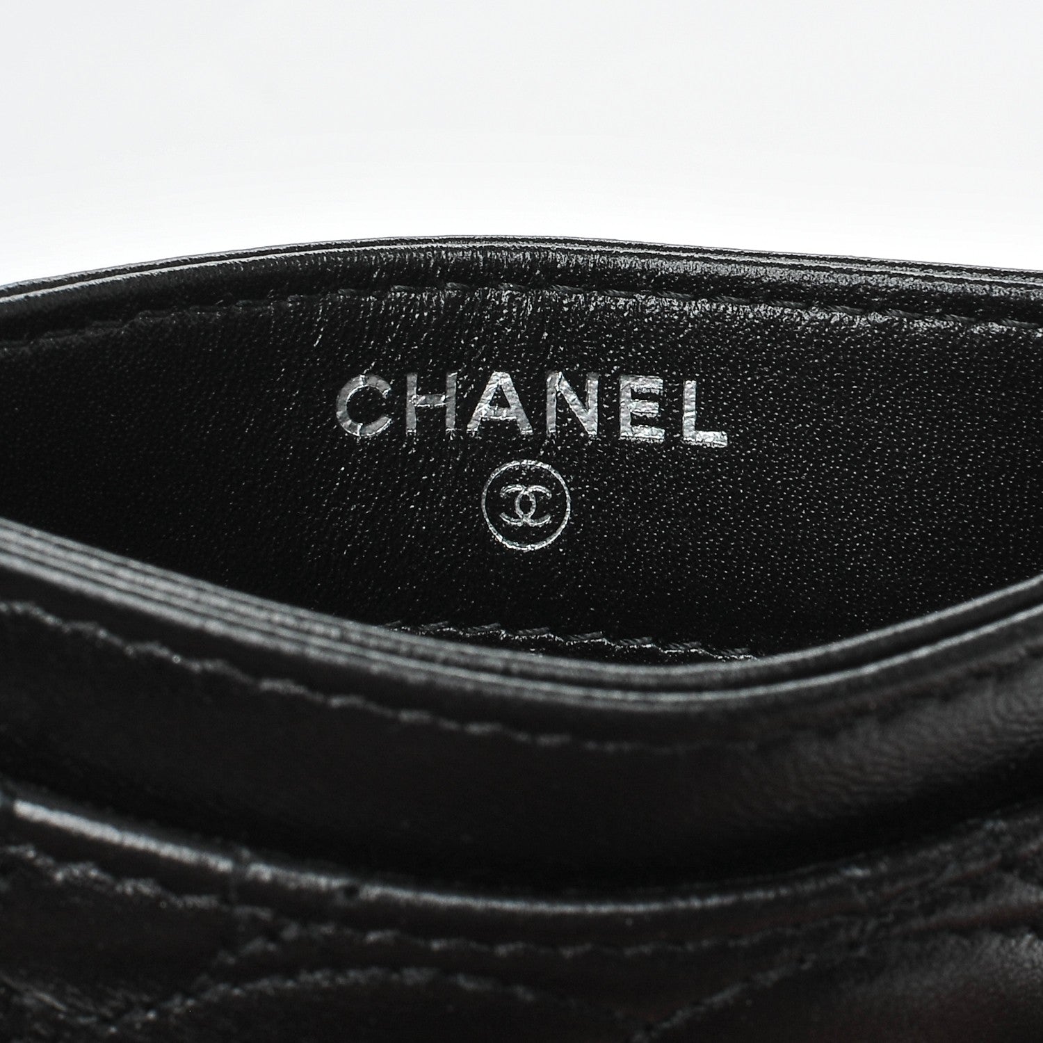 Chanel Lambskin Camellia Stitched Card Holder Black 6 of 8