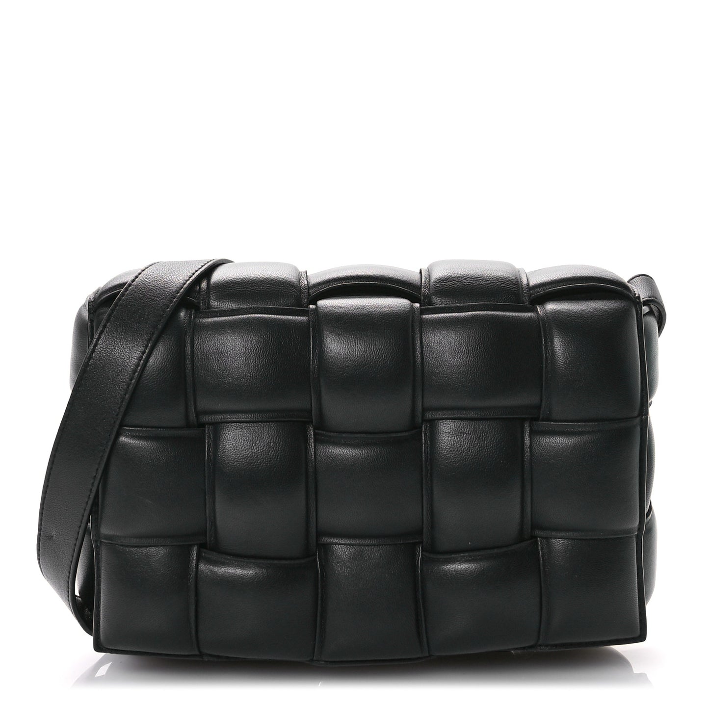 Nappa Maxi Intreccio Padded Cassette Crossbody Bag Black