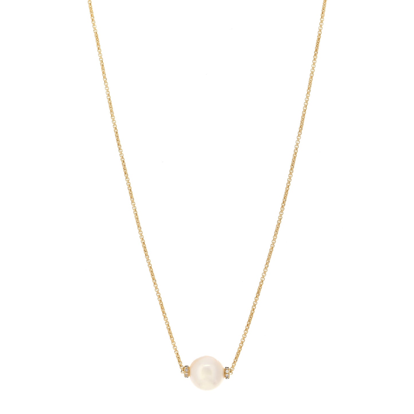18K Yellow Gold Diamond South Sea Pearl 10.5-11mm Solari Pendant Necklace