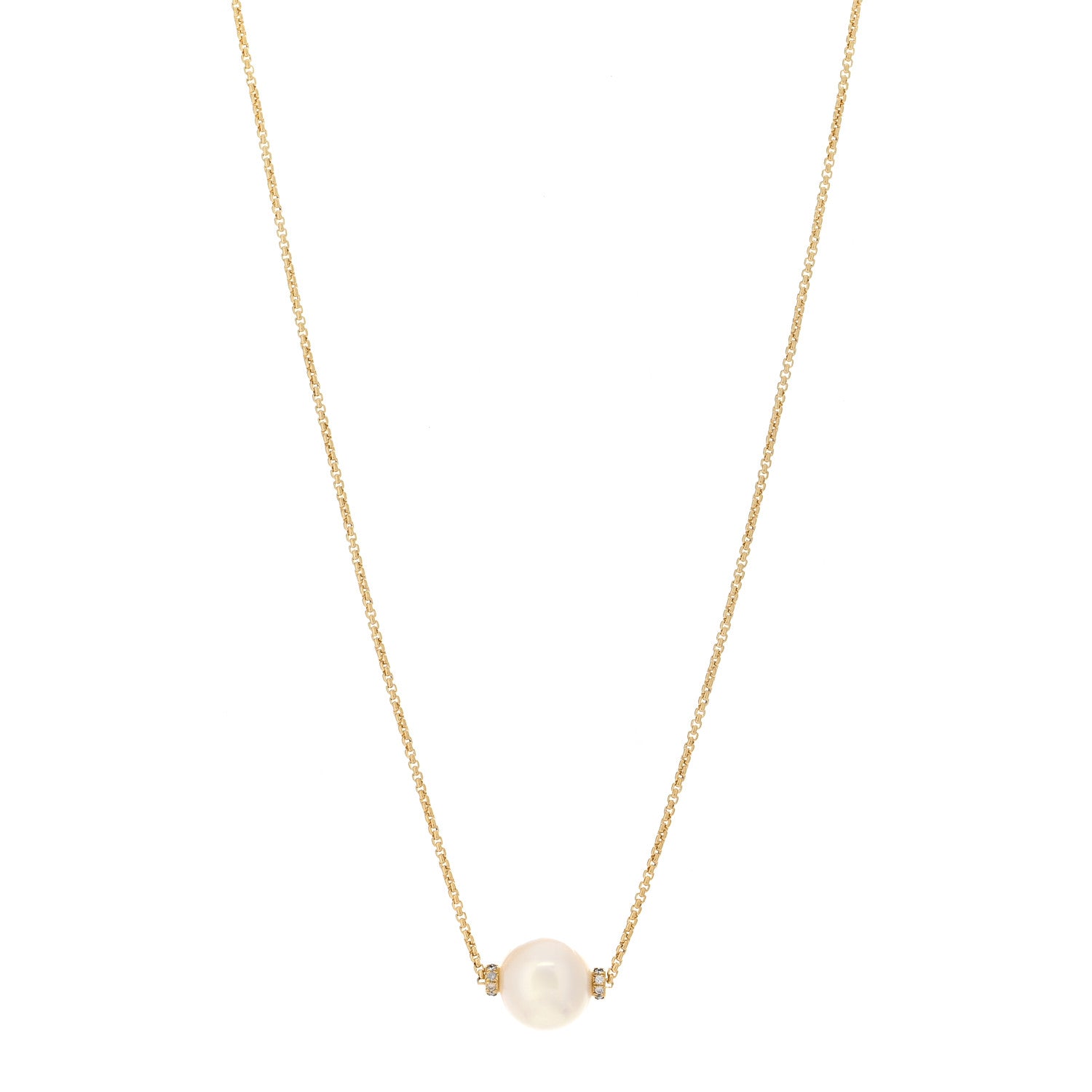 David Yurman 18K Yellow Gold Diamond South Sea Pearl 10.5-11mm Solari Pendant Necklace 1 of 4