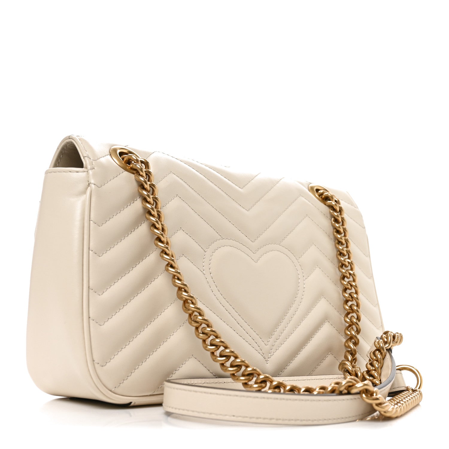Gucci Calfskin Matelasse Small GG Marmont Shoulder Bag White 2 of 9