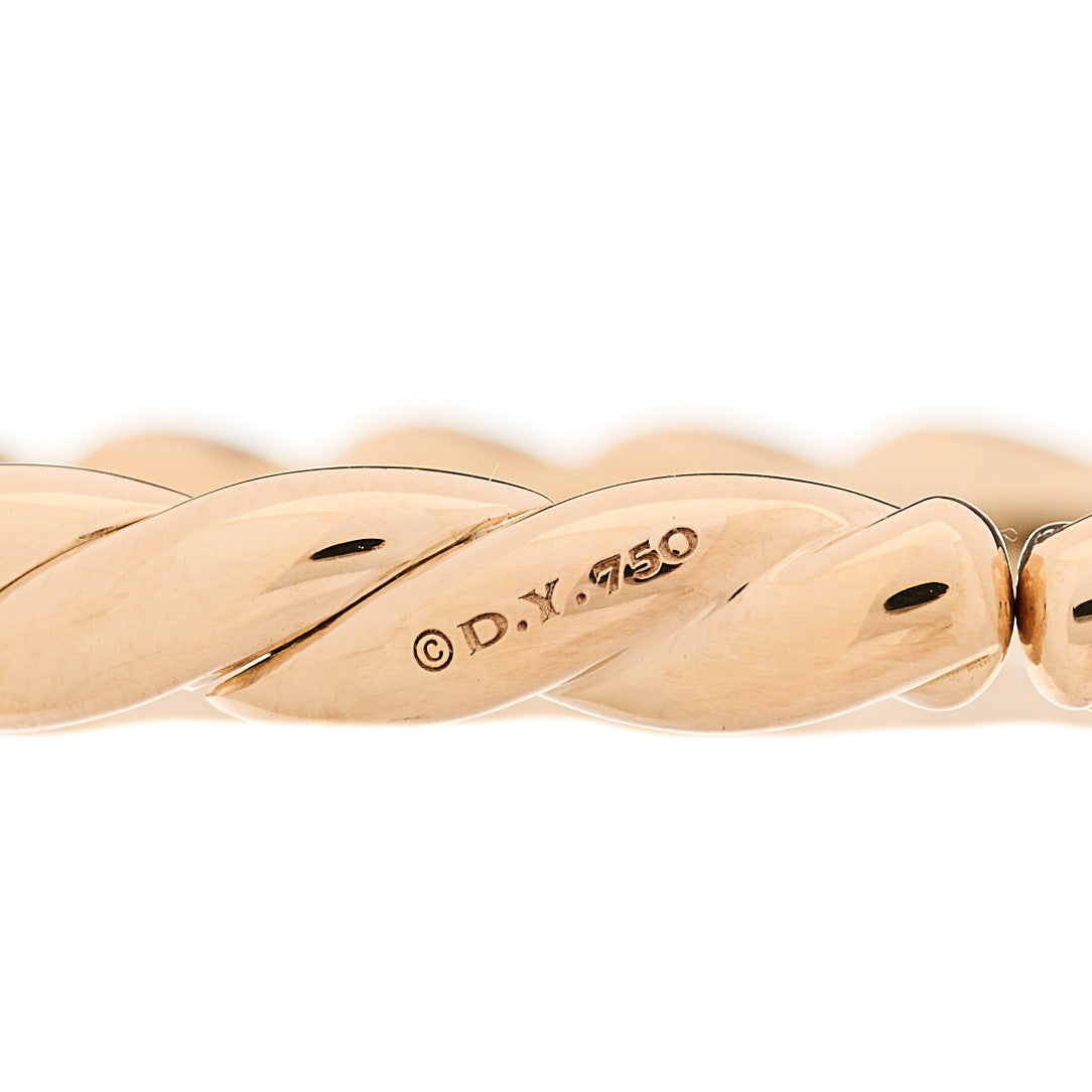18K Rose Gold Diamond 5mm Sculpted Cable Flex Bracelet