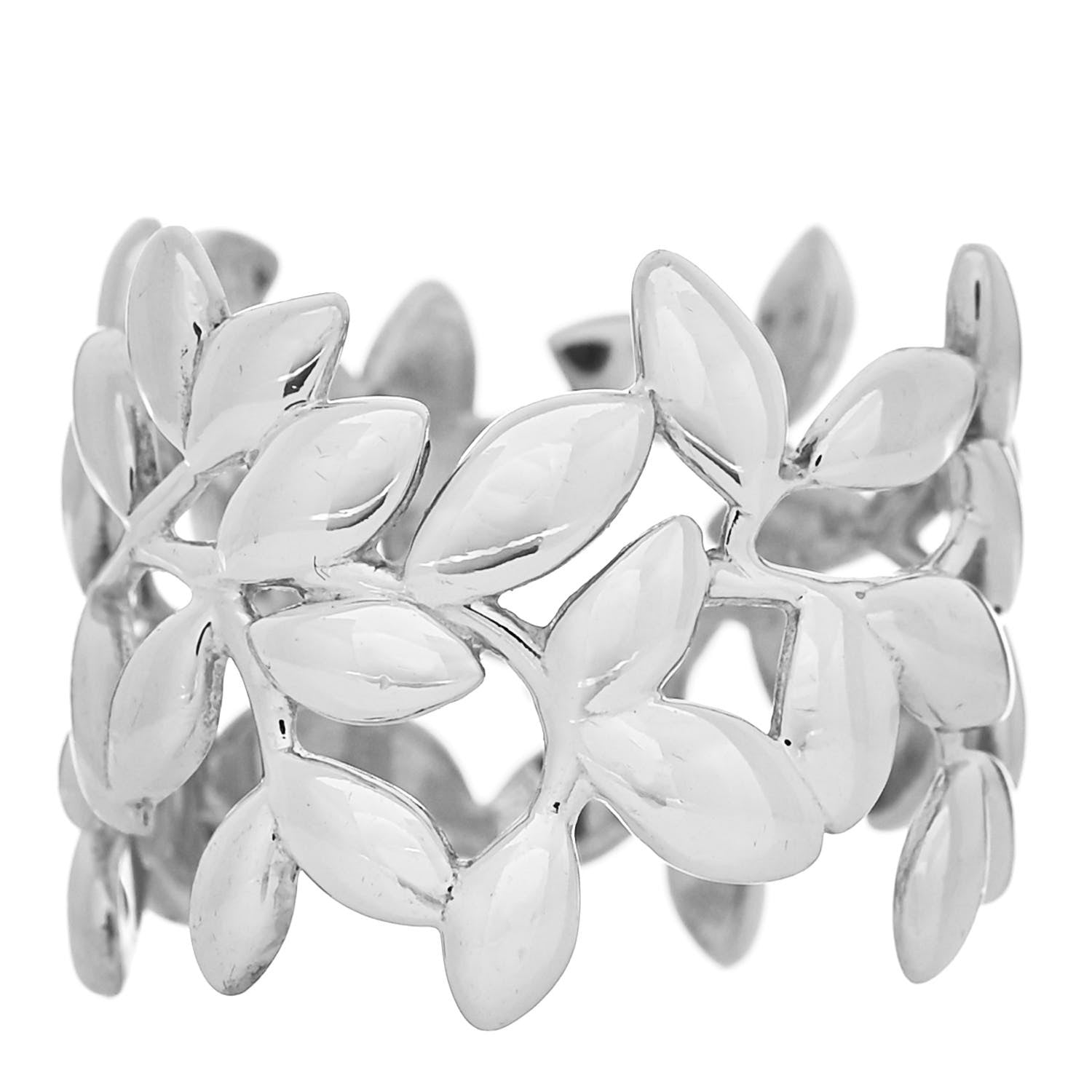 Tiffany Sterling Silver Wide Paloma Picasso Olive Leaf Band Ring 54/7 1 of 4