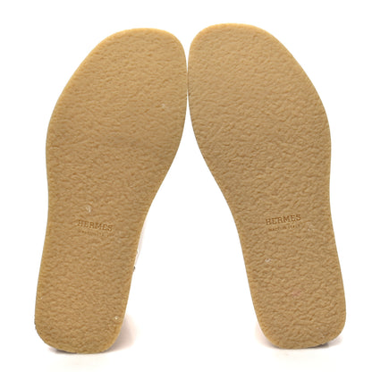 Hermes Calfskin Beechwood Earth Mules 37 White 5 of 8