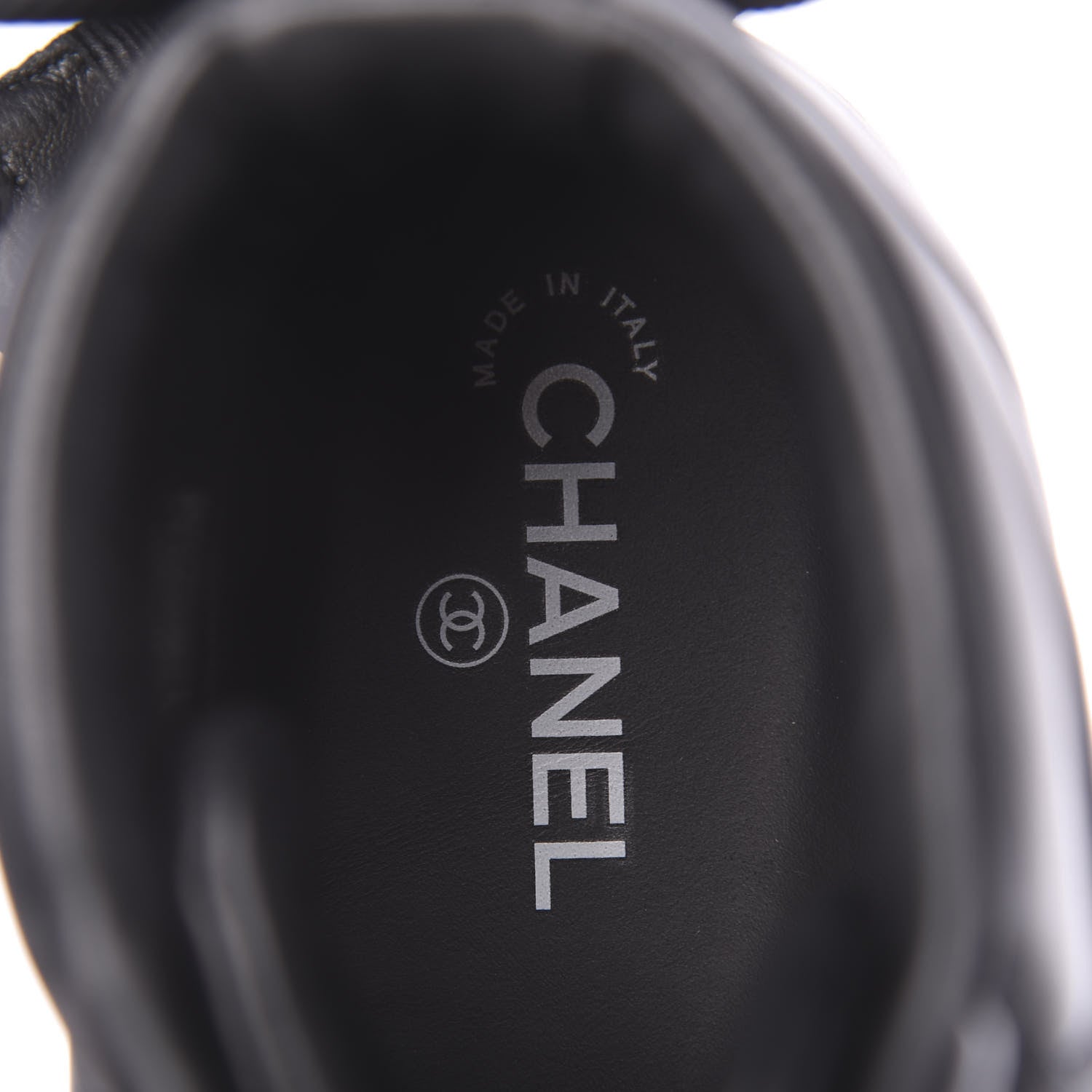Chanel Lambskin Mens Logo High Top Sneakers 46 Black 7 of 11