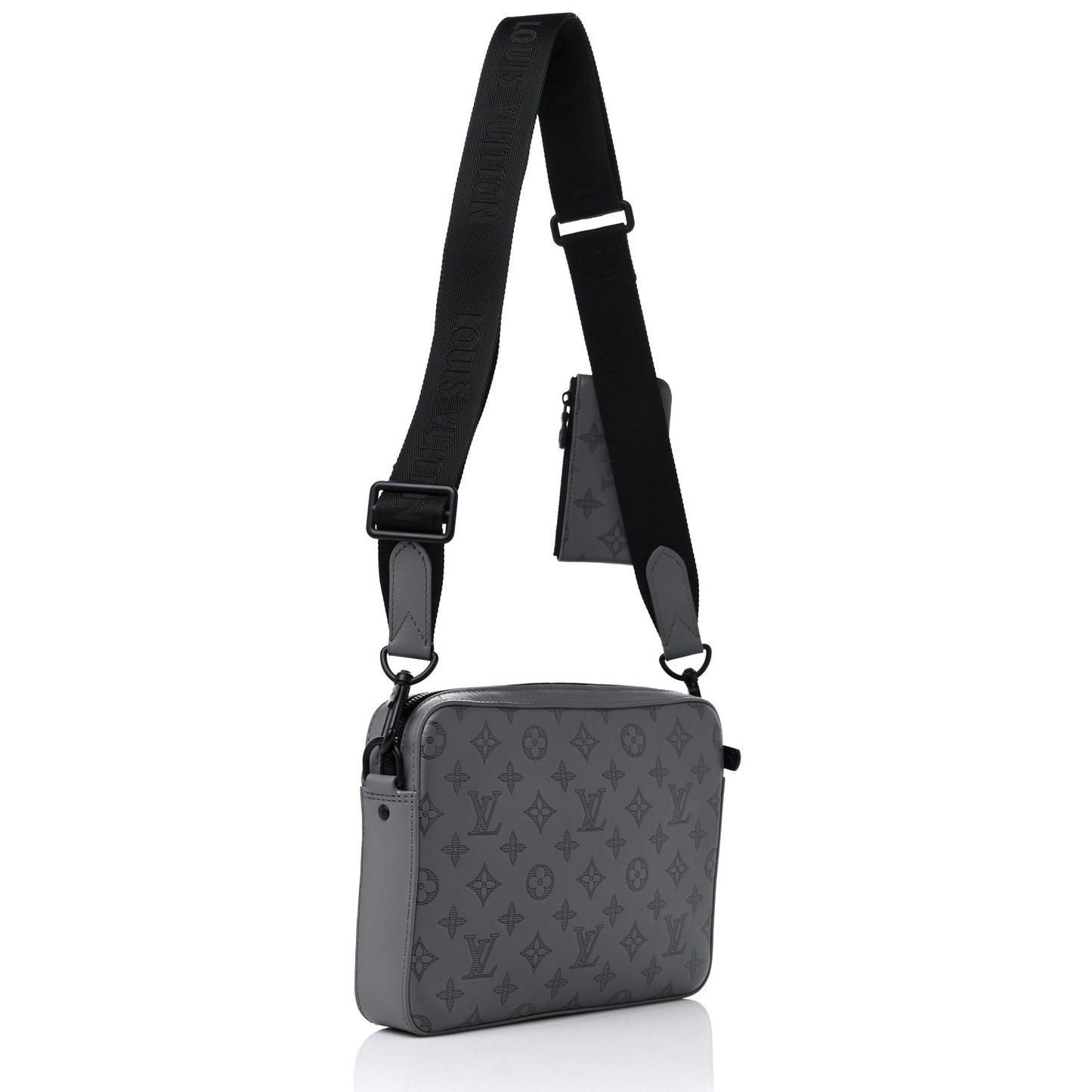Calfskin Monogram Shadow Duo Messenger Anthracite Gray