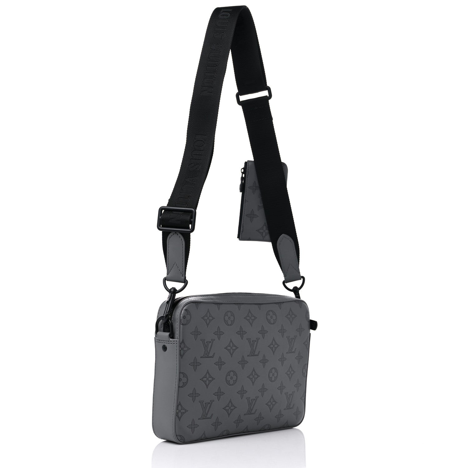 Louis Vuitton Calfskin Monogram Shadow Duo Messenger Anthracite Gray 3 of 10
