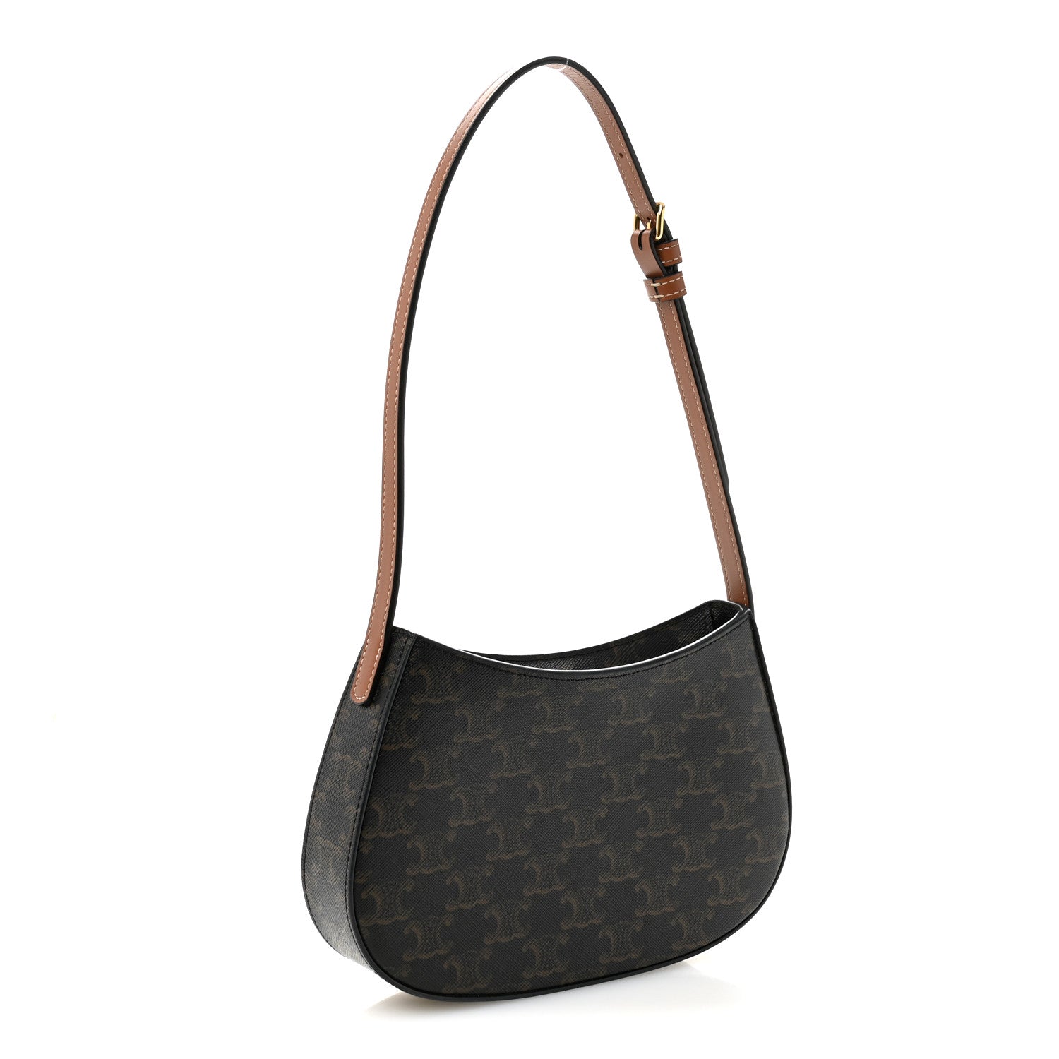 Celine Triomphe Canvas Calfskin Medium Tilly Triomphe Shoulder Bag Tan 3 of 12