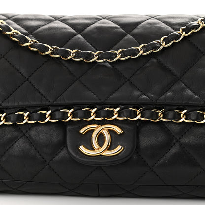 Chanel Crumpled Calfskin Quilted Large Chain All Over Flap Bag Black 7 of 11