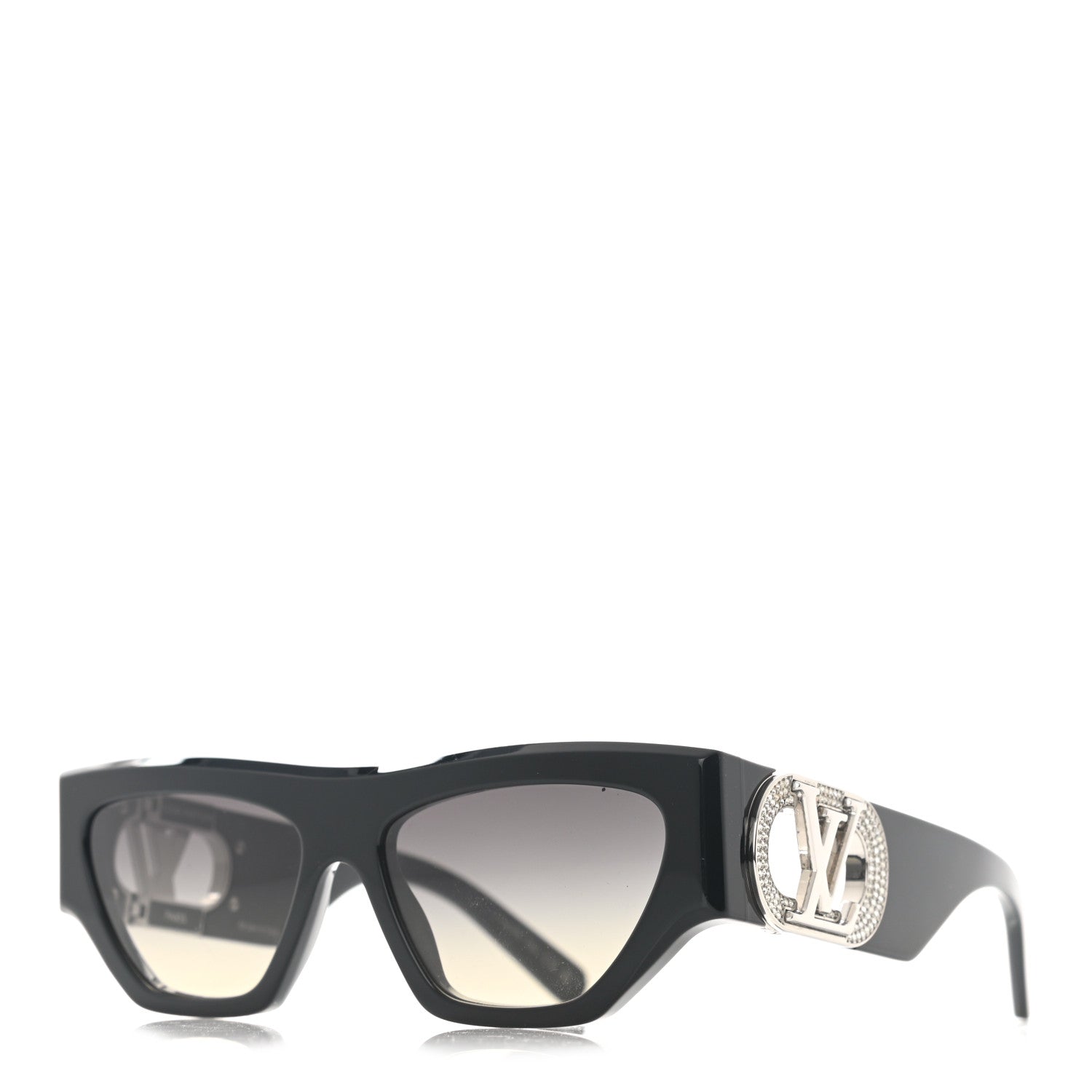 Louis Vuitton Acetate Enamel LV Link Cat Eye Sunglasses Z1663W Black 1 of 9