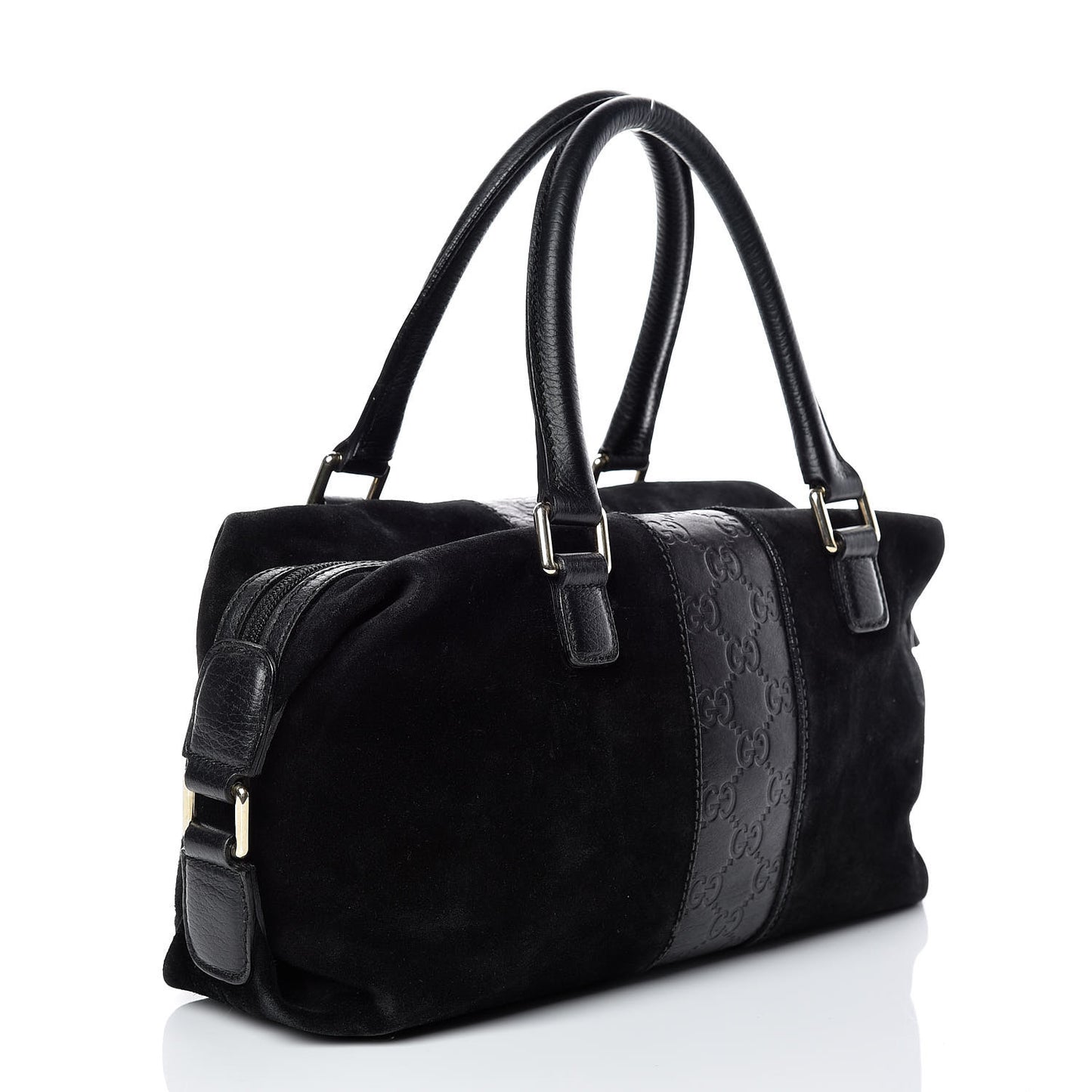 Suede Guccissima Small Boston Black