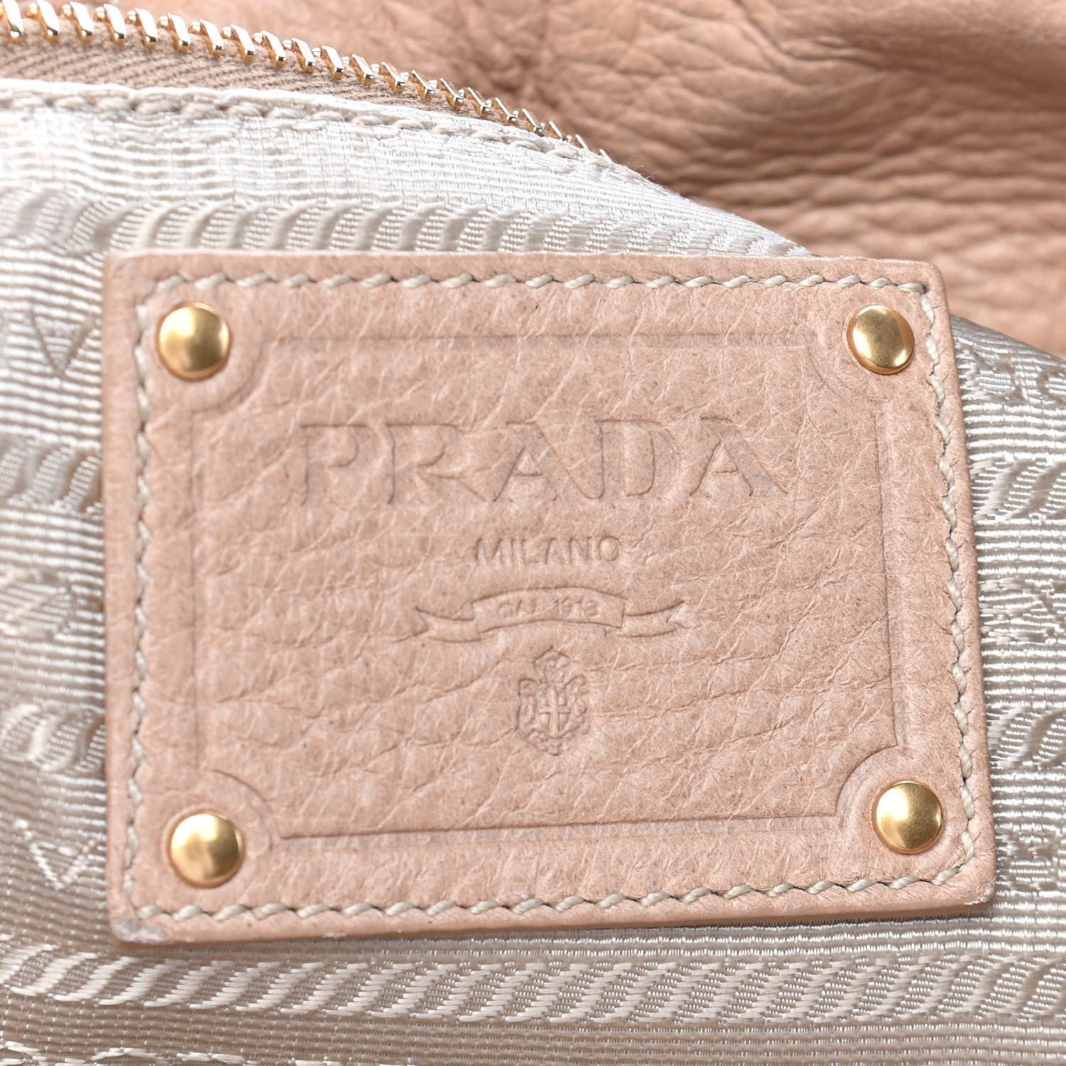Prada Cervo Pleats Tote Beige 6 of 9