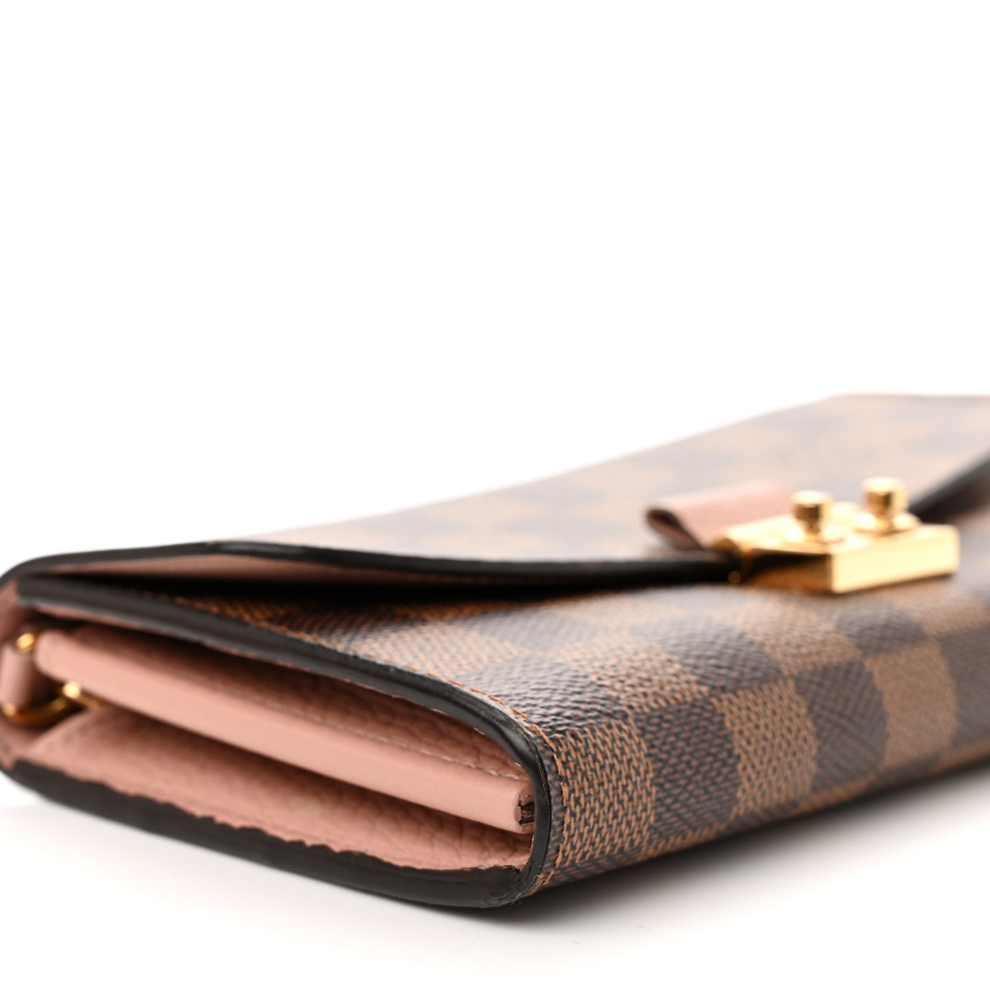 Damier Ebene Croisette Chain Wallet Rose Ballerine