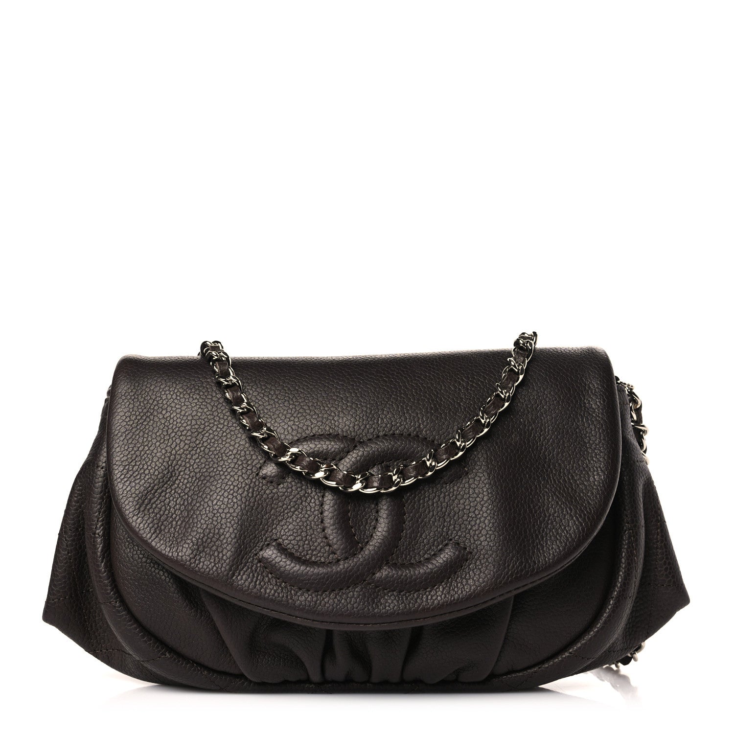 Chanel Caviar Half Moon Wallet On Chain WOC Brown 1 of 10