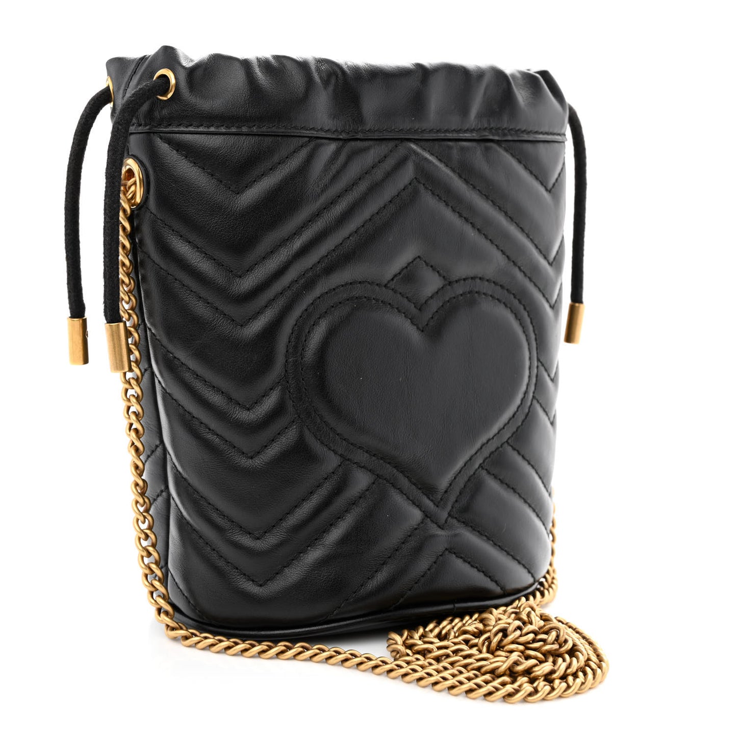 Calfskin Matelasse Mini GG Marmont 2.0 Bucket Bag Black