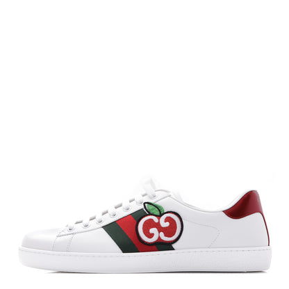 Gucci Calfskin Web GG Apple Embroidered Mens Ace Sneakers 8 White 1 of 9
