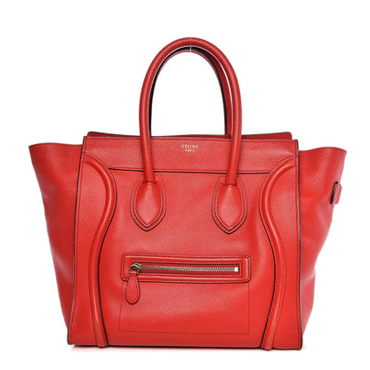 Celine Drummed Calfskin Mini Luggage Coquelicot 1 of 9