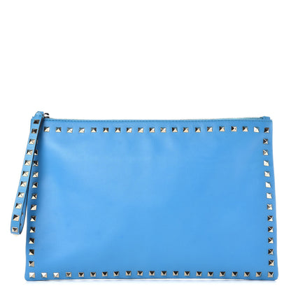 Valentino Garavani Vitello Large Rockstud Zip Wristlet Pouch Parrot 1 of 10
