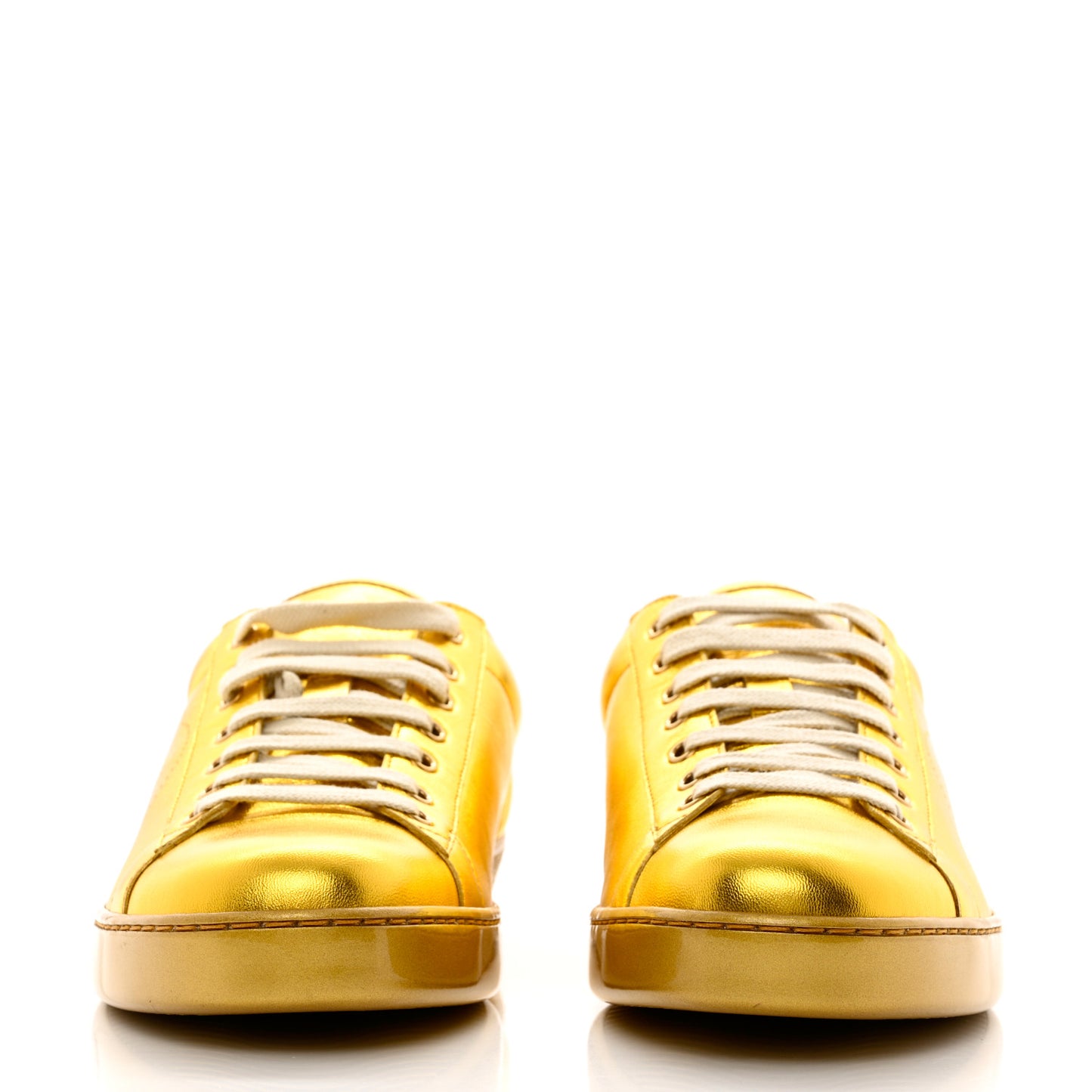 Metallic Nappa Interlocking G Perforated Mens Ace Sneakers 9 Oro Vecchio