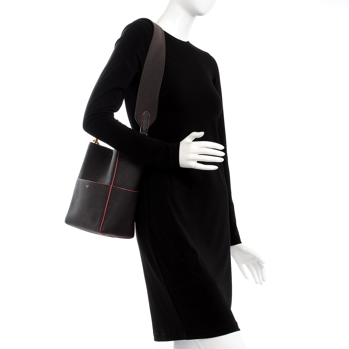 Goatskin Small Sangle Bucket Bag Dark Taupe