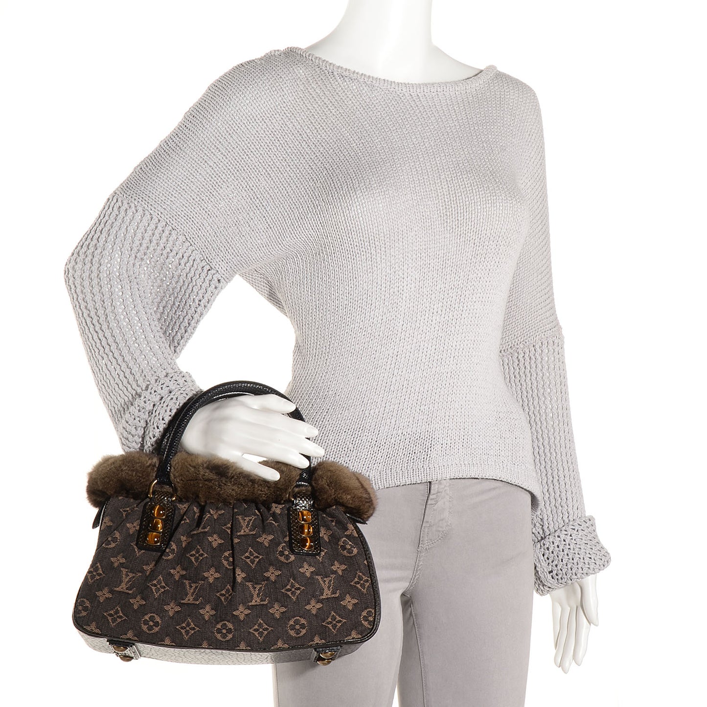 Monogram Denim Chinchilla Lizard Trapeze PM