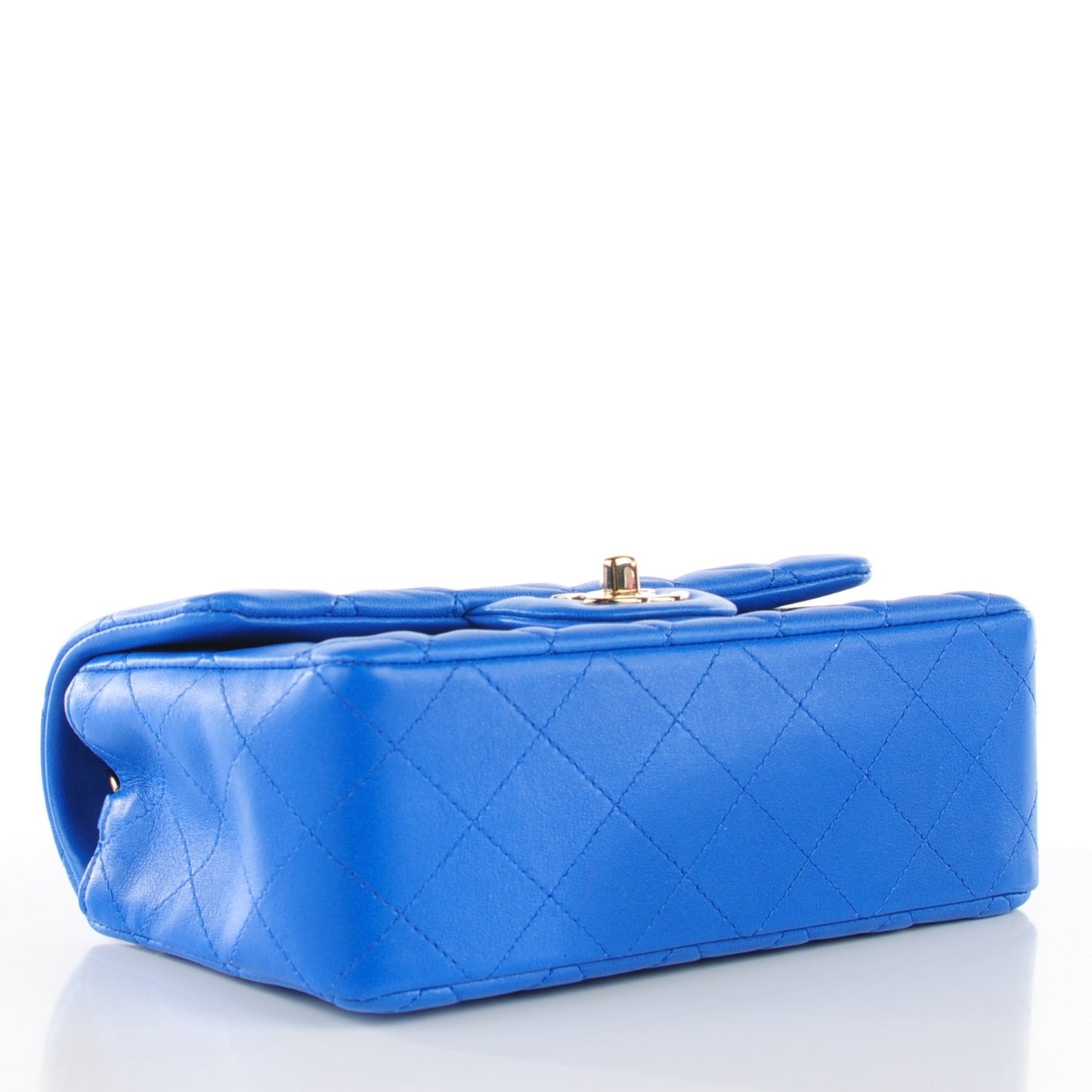 Lambskin Quilted Mini Rectangular Flap Blue
