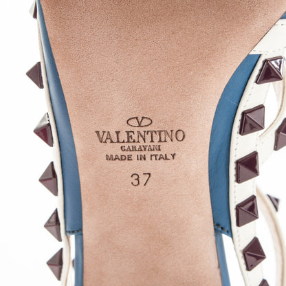 Valentino Garavani Nappa Rockstud Ankle Strap 100mm Pumps 37 Indaco Light Ivory 6 of 7