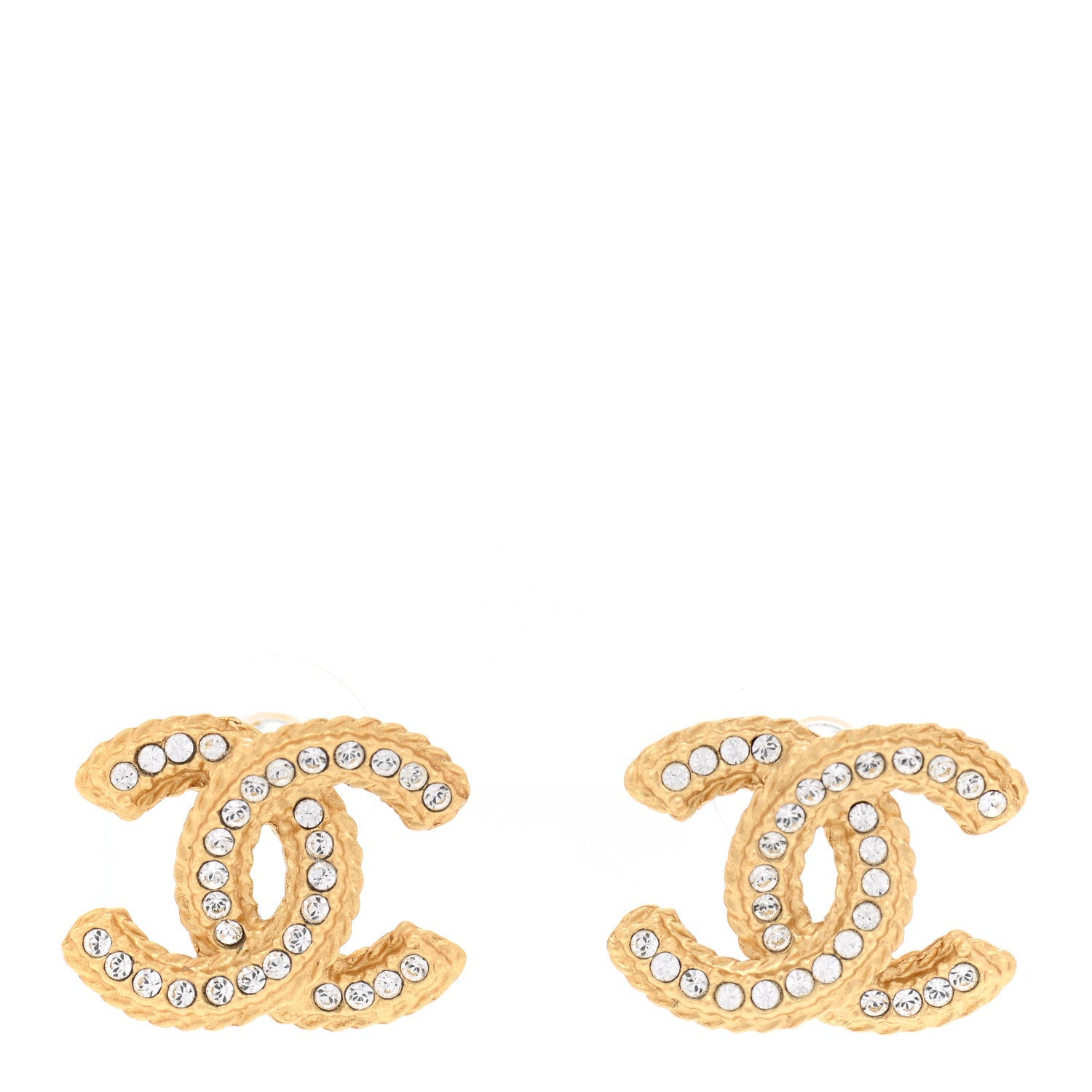 Chanel Crystal CC Earrings Light Gold 1 of 5