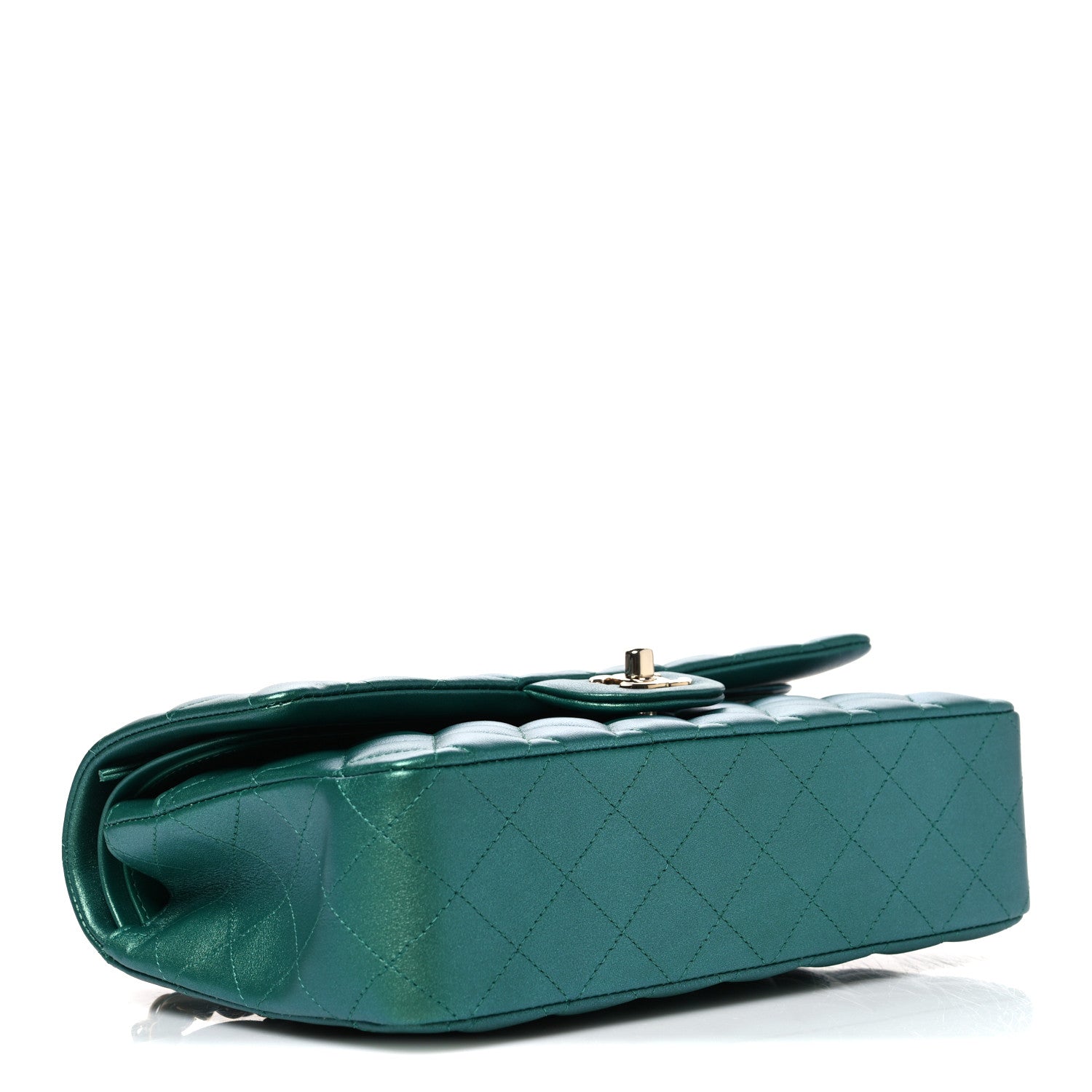 Chanel Iridescent Calfskin Quilted Medium Double Flap Green 4 of 11
