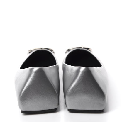 Balenciaga Metallic Calfskin BB Knife Pointy Toe Ballerina Flats 36 Silver Hardware 5 of 10