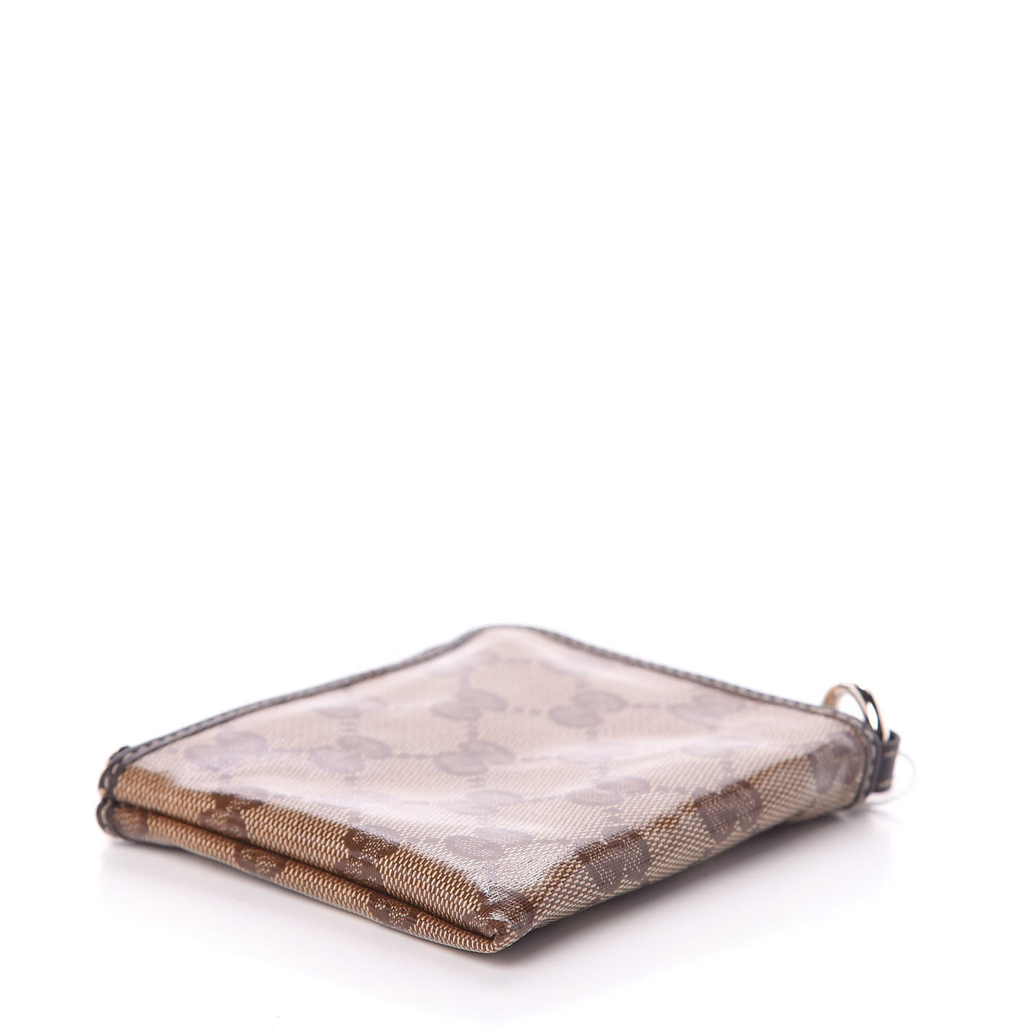 Crystal Monogram Zip Around Coin Purse Wallet Dark Brown