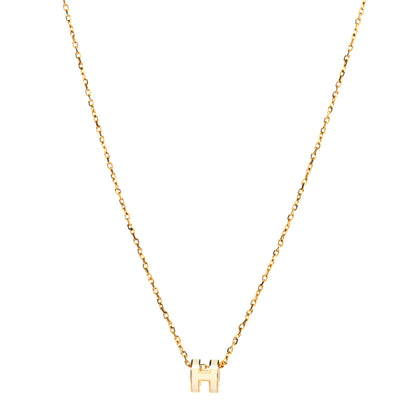 Hermes Lacquered Gold Mini Pop H Pendant Necklace White 1 of 5