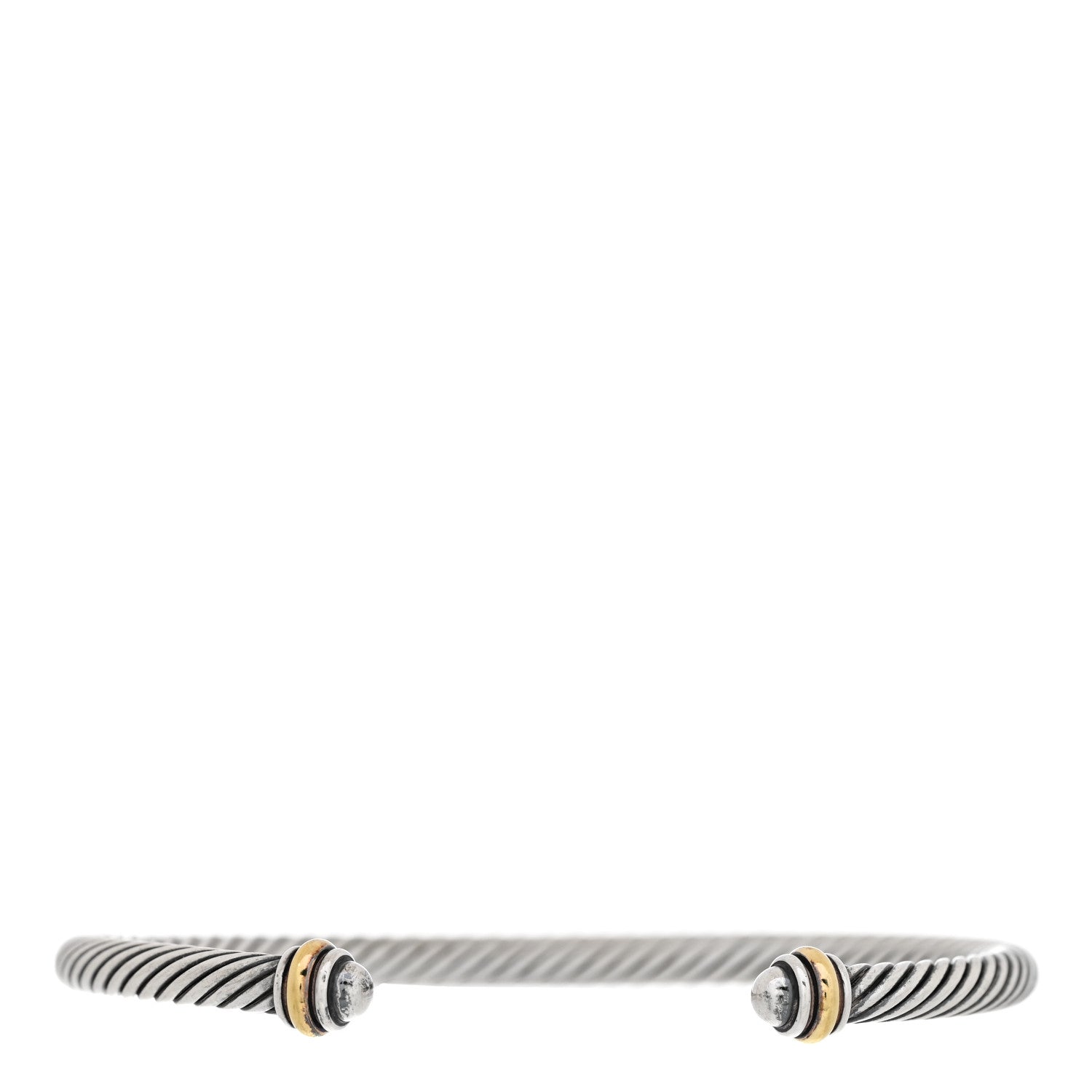 David Yurman Sterling Silver 18K Yellow Gold 4mm Cable Classics Bracelet 1 of 4