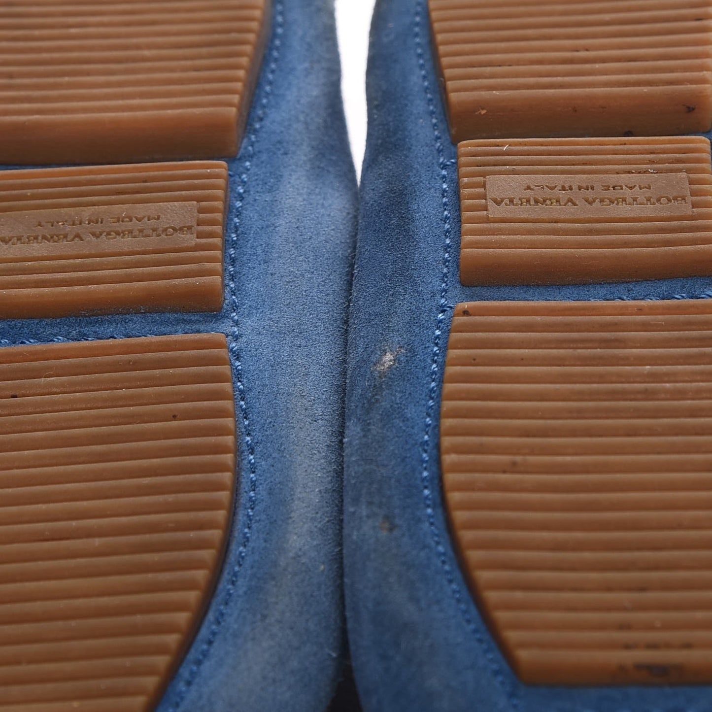 Suede Intrecciato Wave Driver Moccasin Loafers 38 Blue