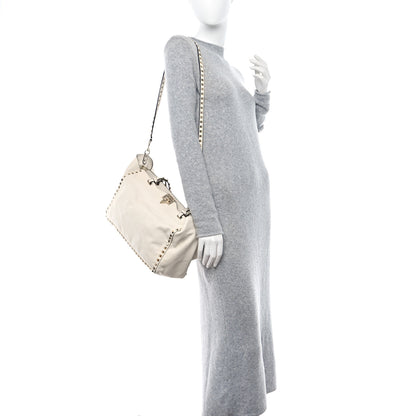 Valentino Garavani VALENTINO GARAVANI Vitello Medium Rockstud Tote Ivory 2 of 14