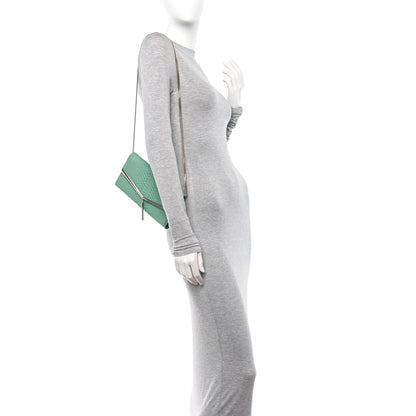 Jimmy Choo Snakeskin Embossed Chain Clutch Miami Mint 2 of 10