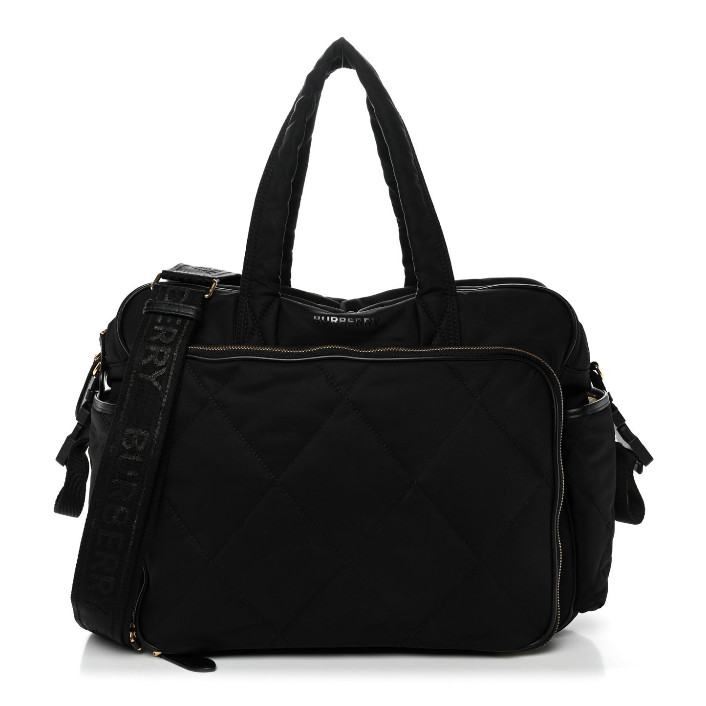 Nylon Quilted Diaper Tote Bag Black