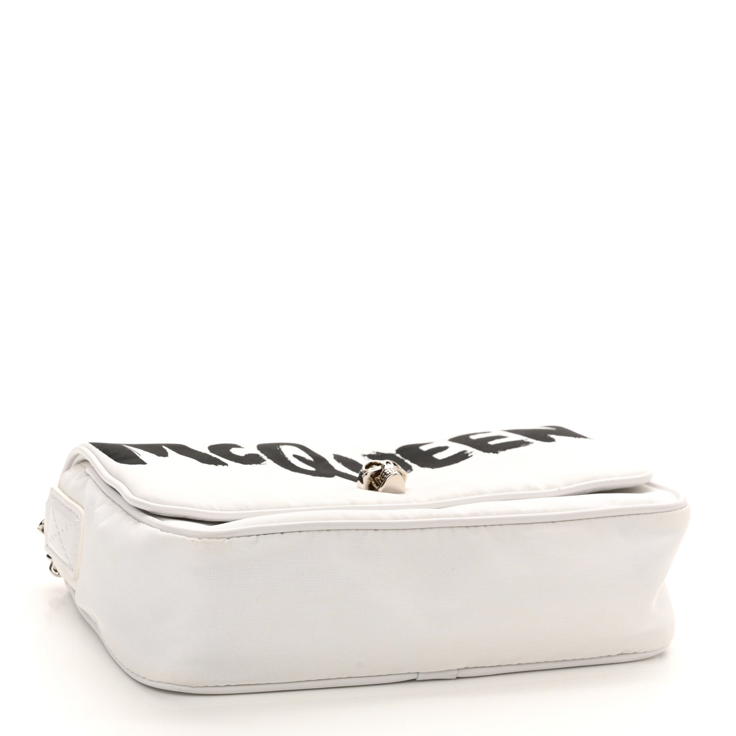 Alexander McQueen Nylon Graffiti Skull Small Crossbody Bag White Black 4 of 11