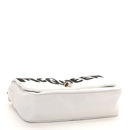 Alexander McQueen Nylon Graffiti Skull Small Crossbody Bag White Black 4 of 11